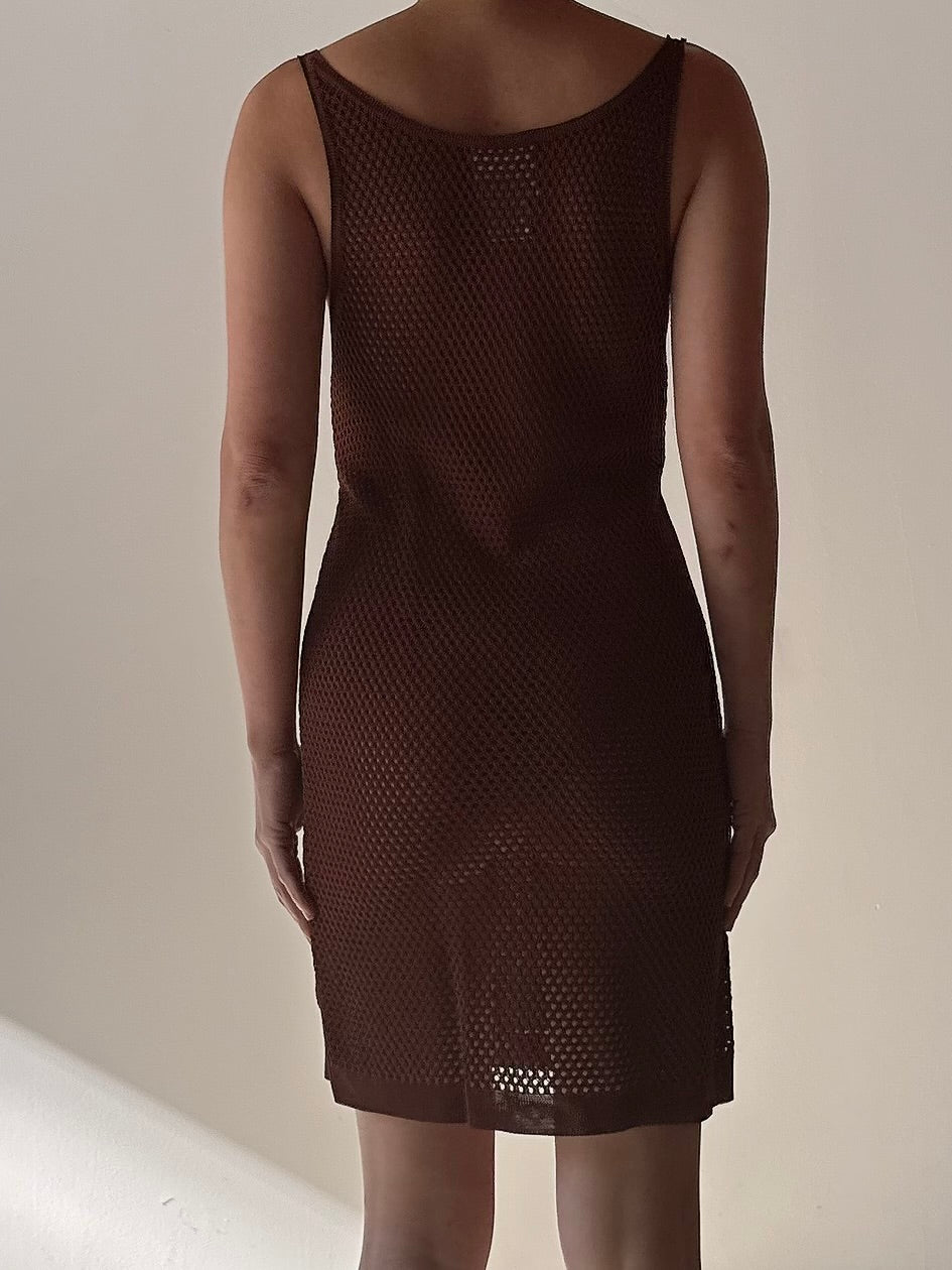 Vintage Angelo Tariazzi Stretchable Brown Dress - FR36
