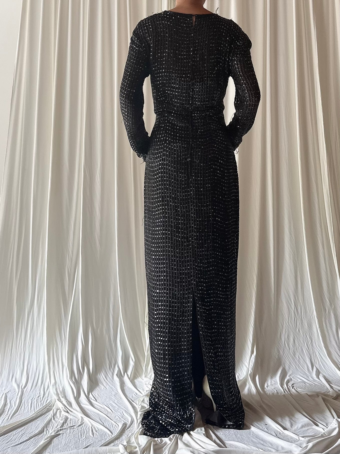 Vintage Steven Yearrick Black Silk Beaded Gown - M/6