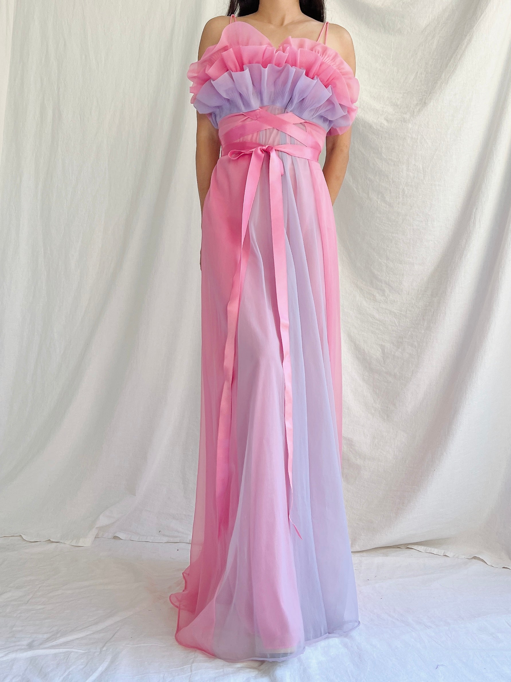 1950s Nylon Petal Bust Dress - S