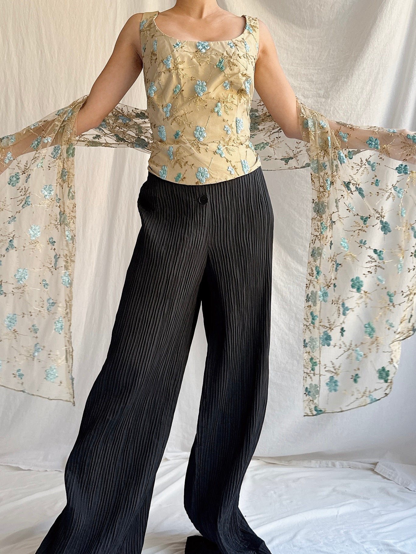 Vintage Paule Vasseur Top and Scarf - M