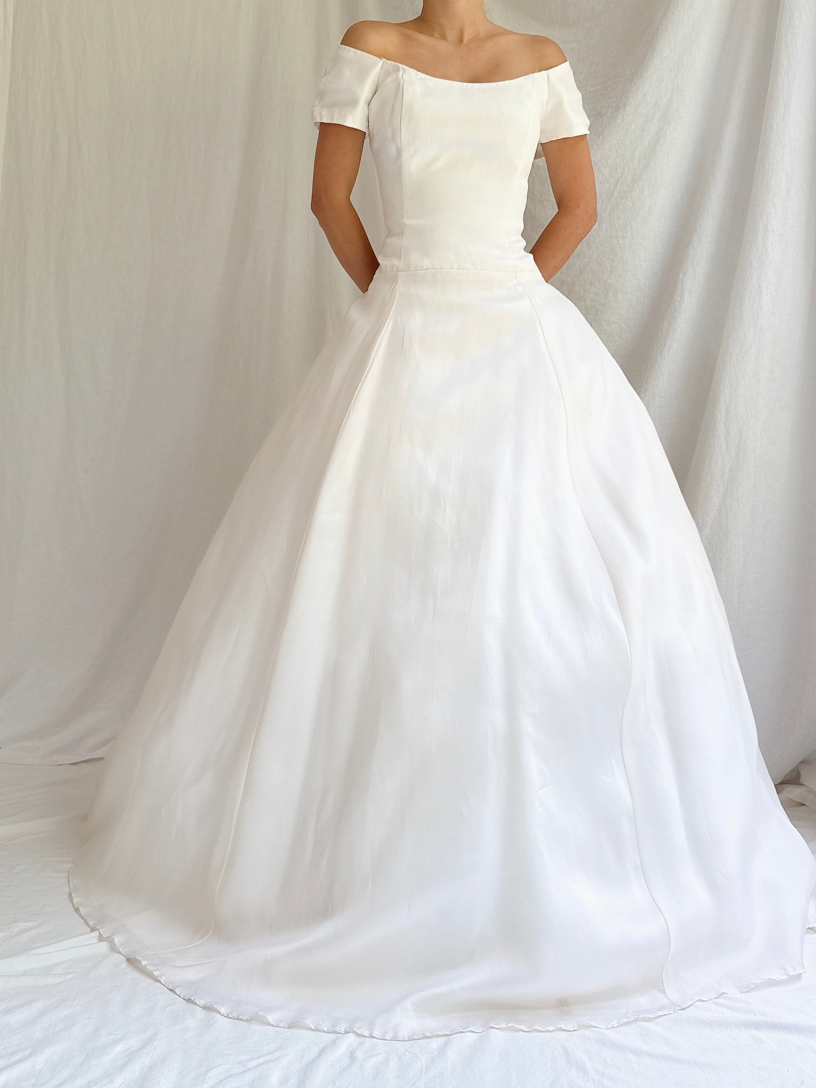 Vintage Silk Organza Boatneck Gown - S/6