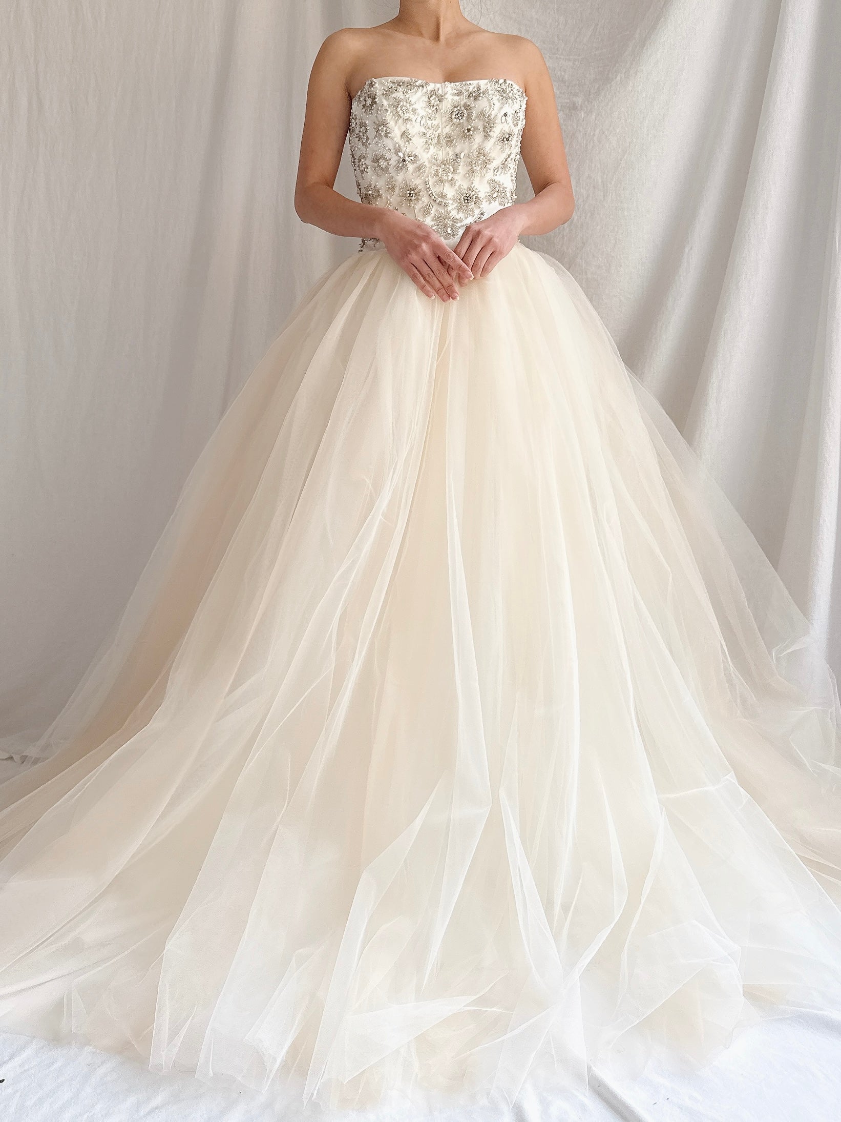 Vintage Strapless Tulle Gown - S