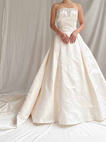 Vintage Strapless Silk Gown - S