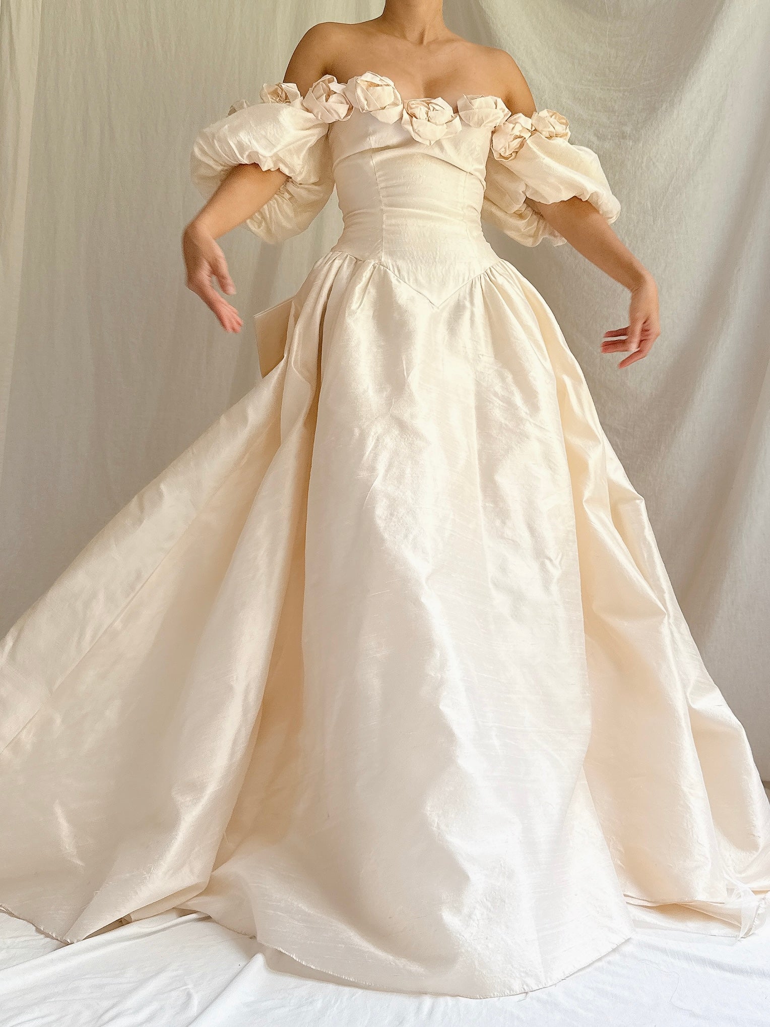 Vintage Silk Rosette Gown - XS