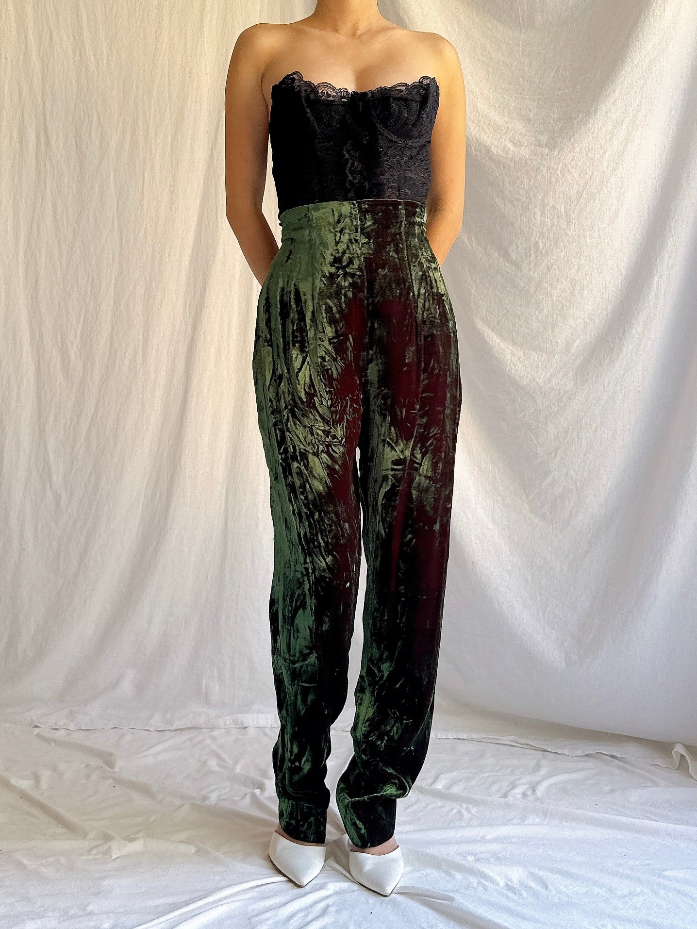 Vintage IDOL UK Crushed Velvet Trousers - S