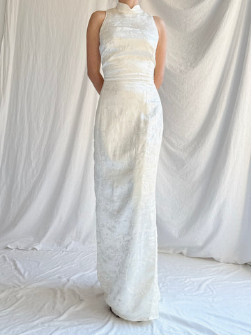 Vintage Jessica McClintock Satin Brocade Column Gown - XS/4