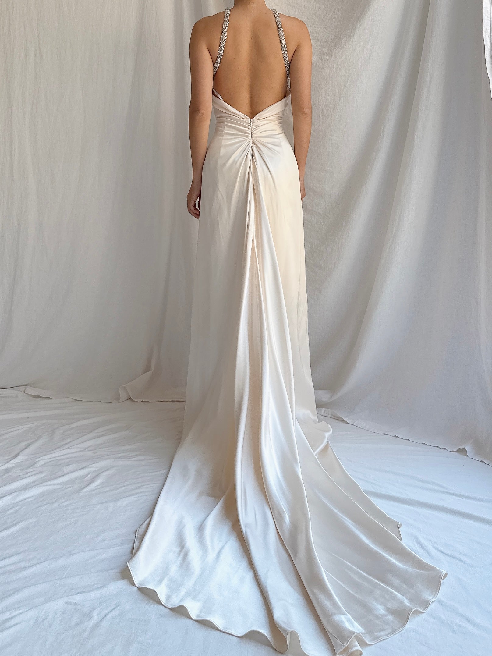 Vintage Jim Hjelm Silk Halter Gown - M/L 10