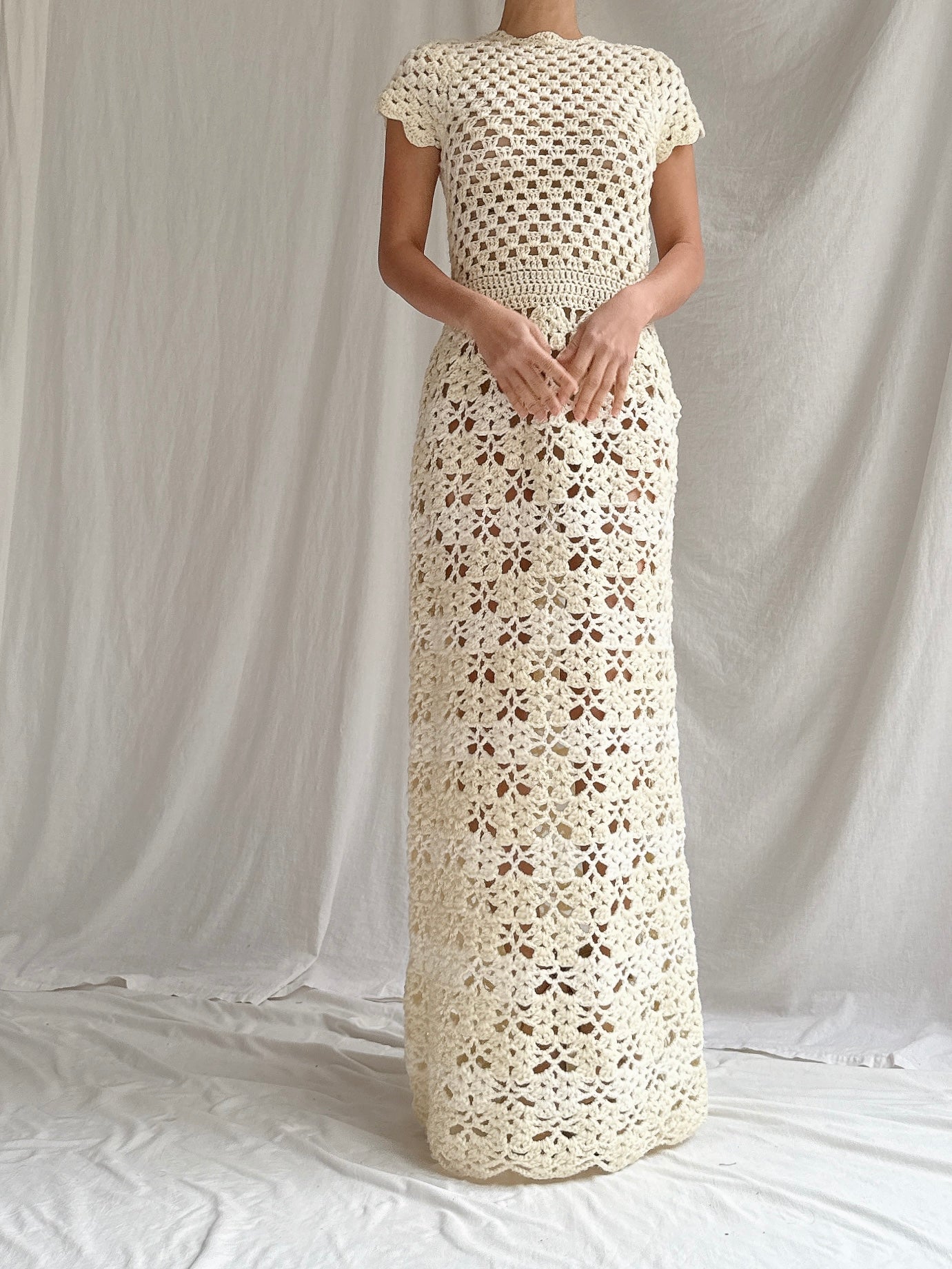 1970s Crochet Dress - S-M