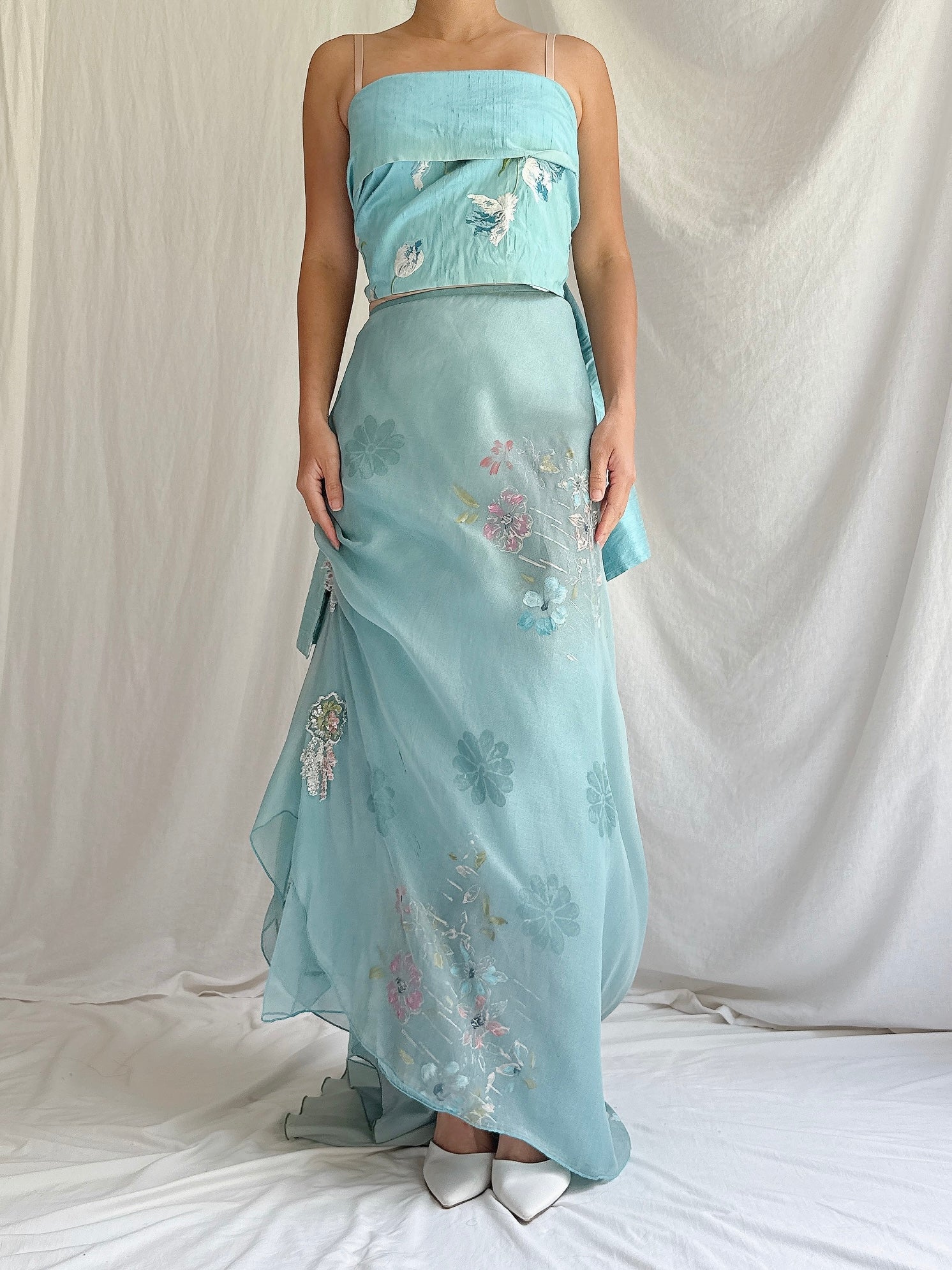 Vintage Paule Vasseur Paris Embroidered Silk Shawl - OSFM