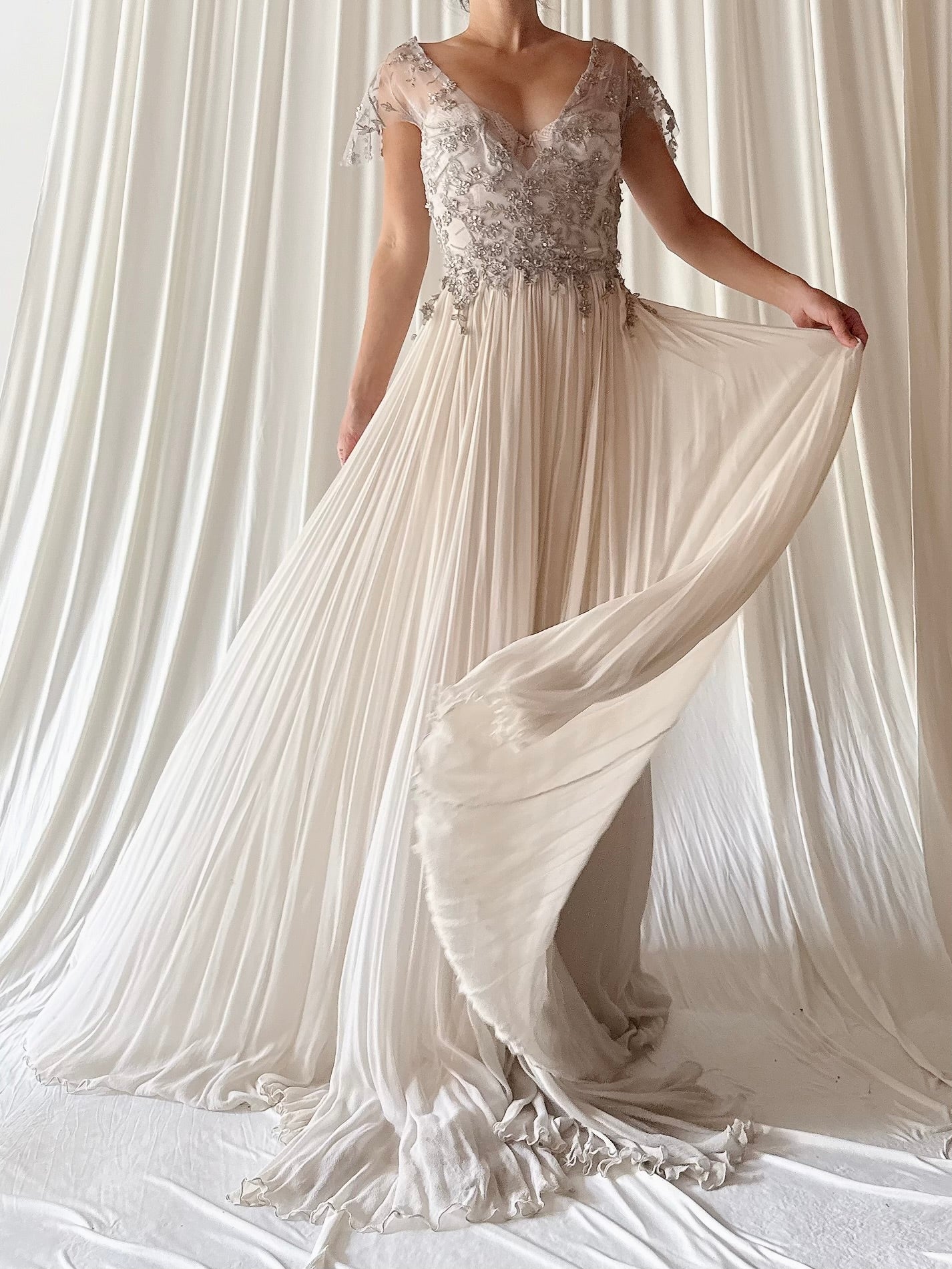Handmade Silk Beaded Gown - Size 8