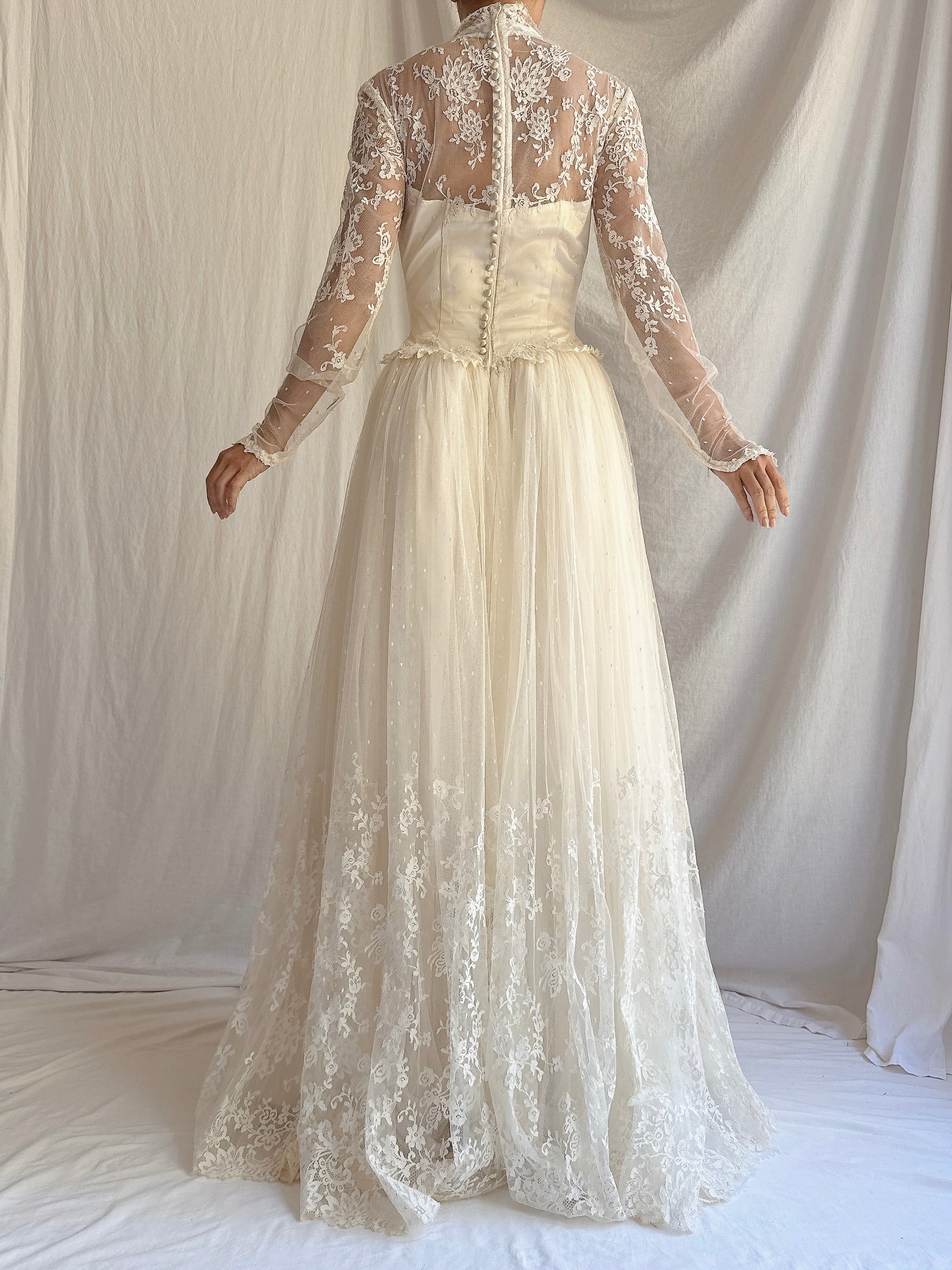 Vintage Silk Lace Gown - Size XS/S