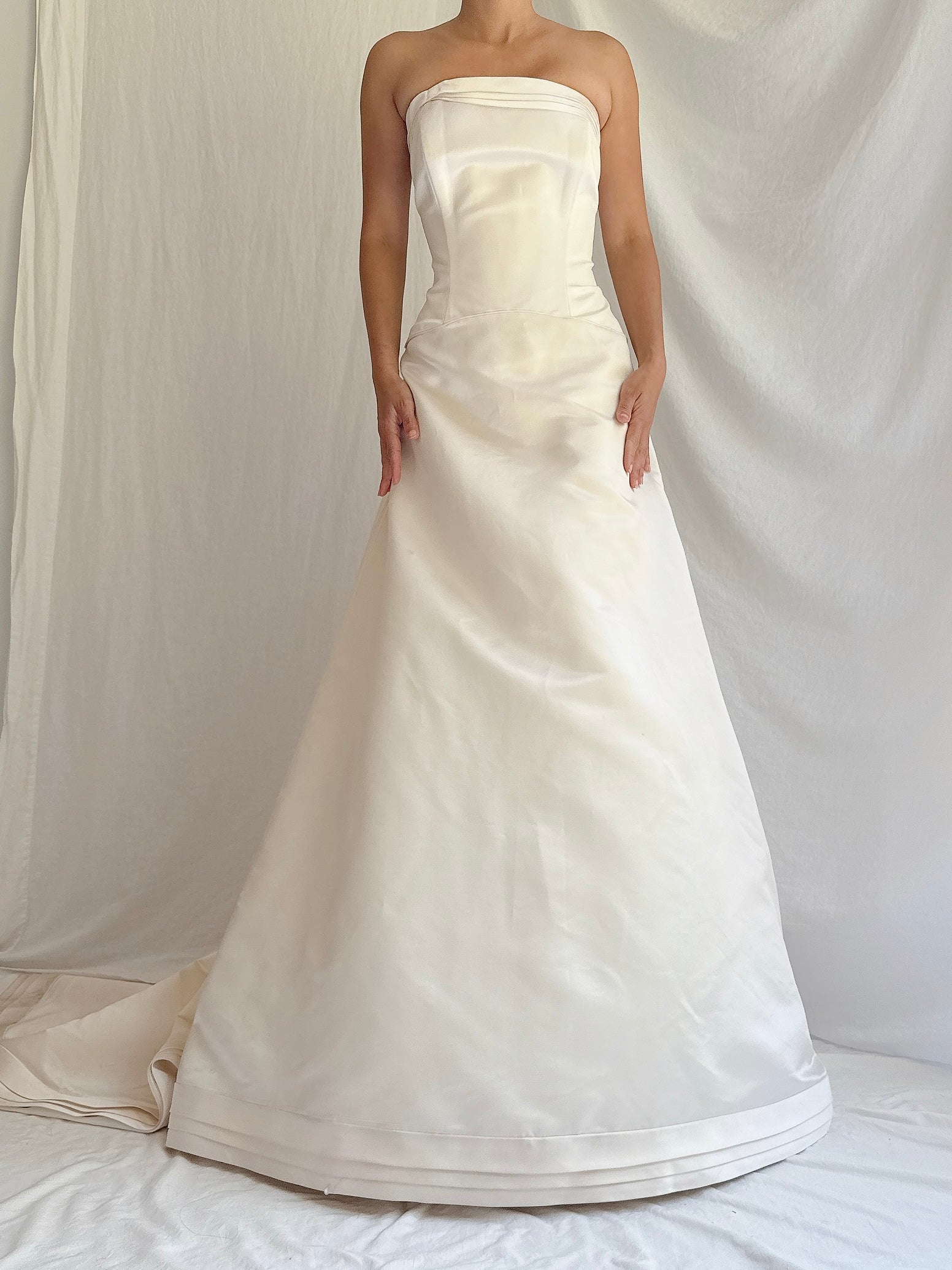 Vintage Silk Satin Strapless Gown - M