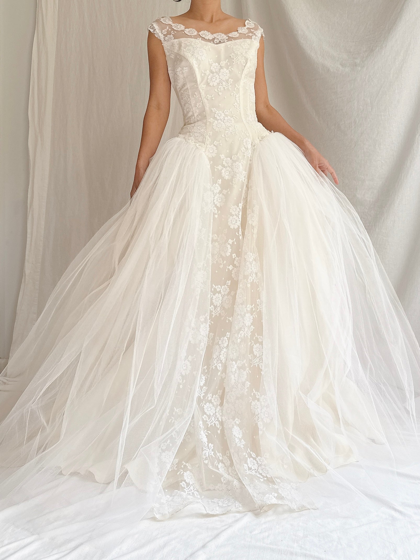 1950s Tulle and Lace Gown - XS