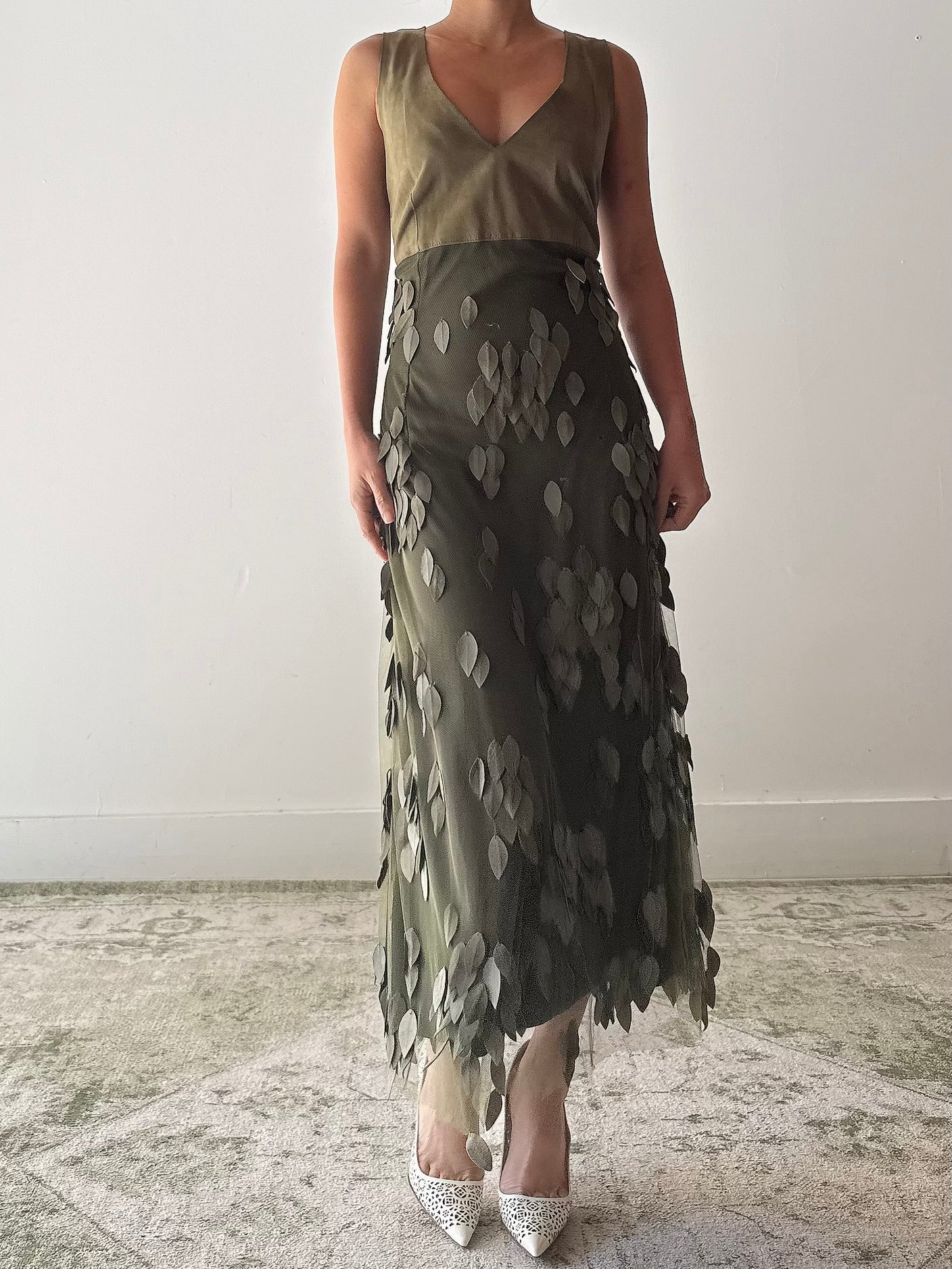 Vintage Estrella Spain Suede Leaf Dress - M