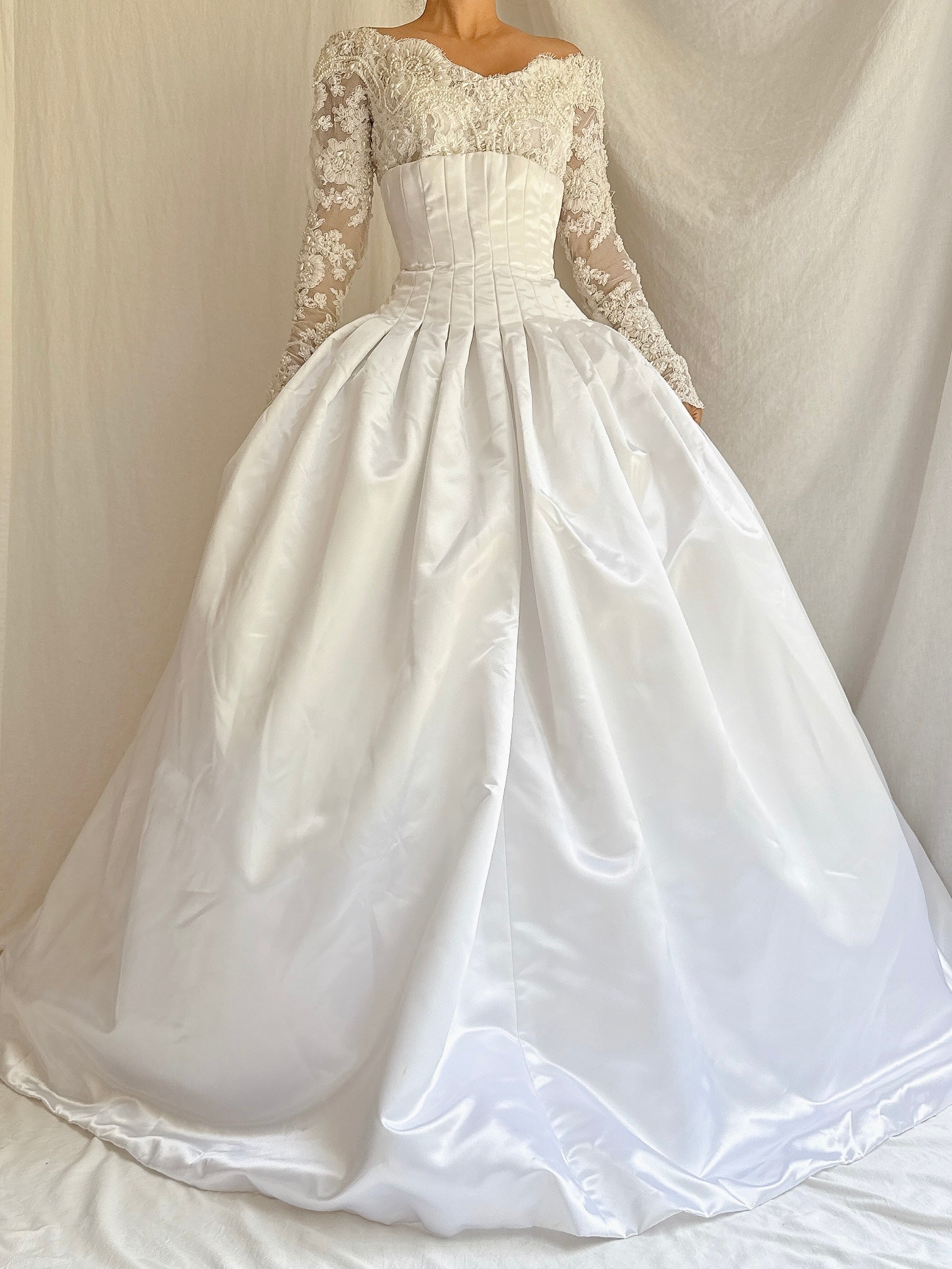 Vintage Daniel Degli Onofri Satin & Lace Gown - L/10