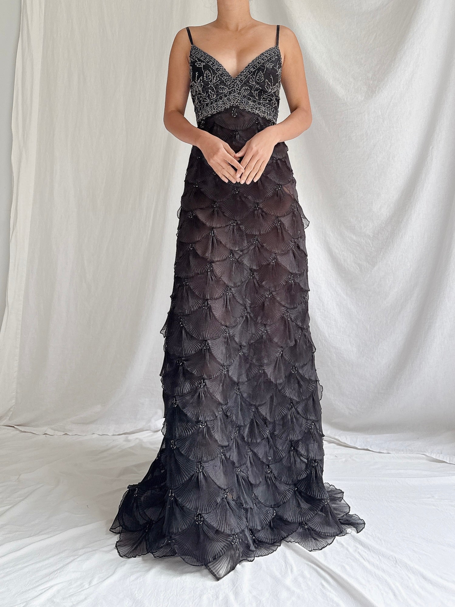 Vintage Scalloped Organza Dress - S