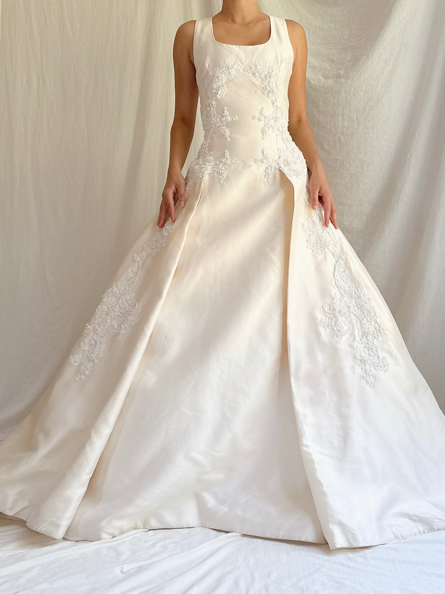 Vintage Silk and Lace Gown - M
