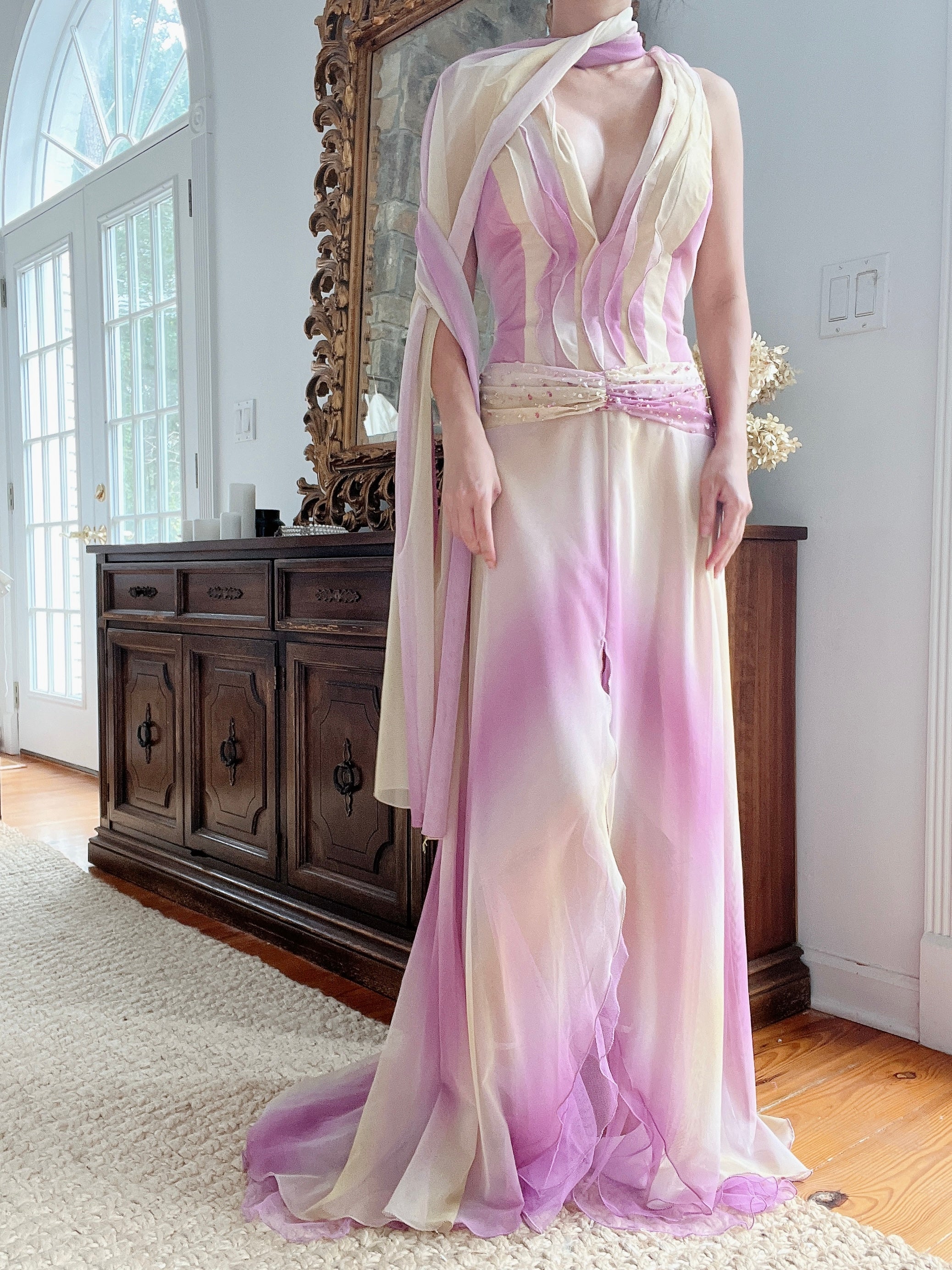 Yellow and Lilac Ombré Gown - M