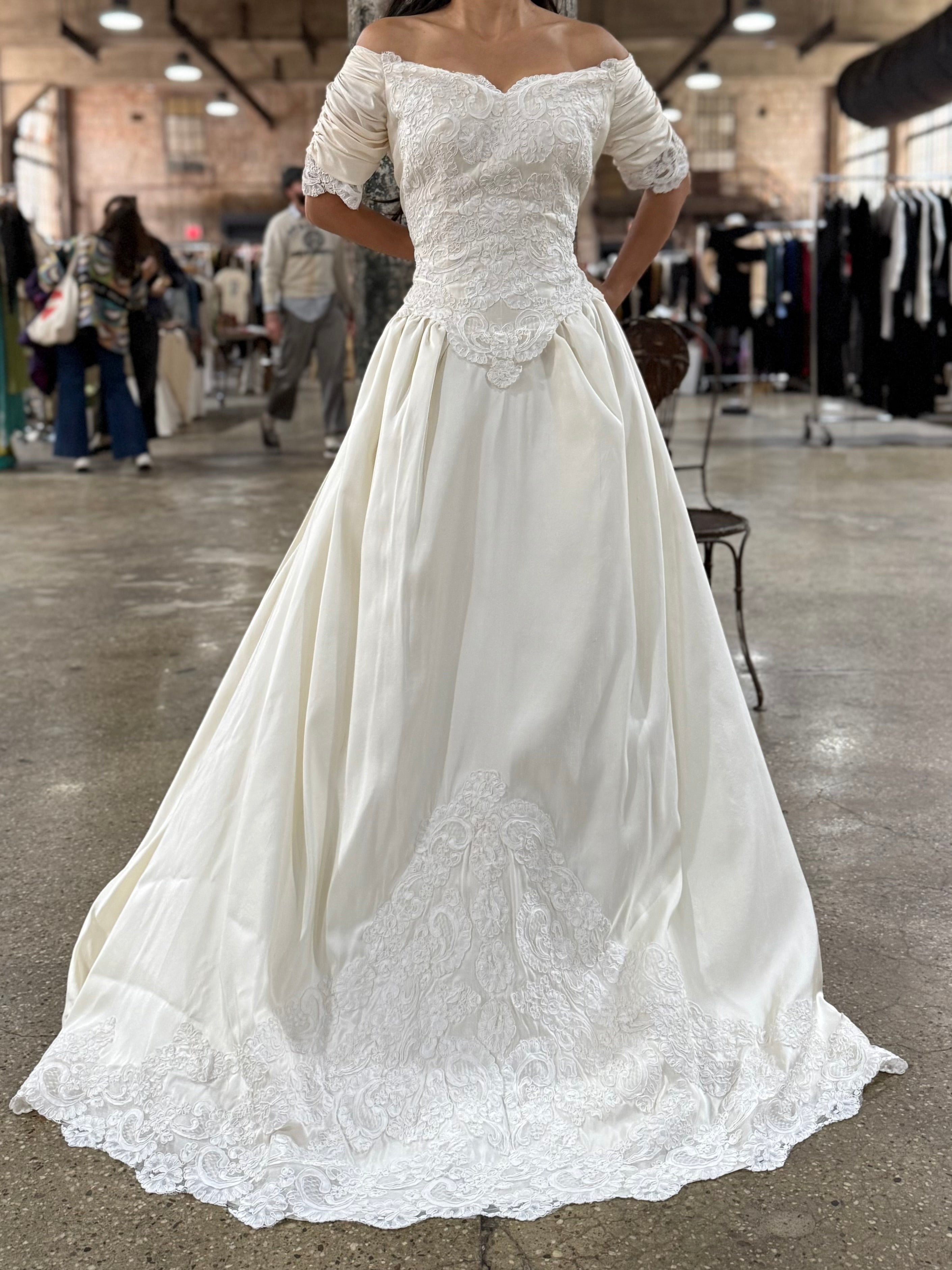 Vintage Silk and Lace Gown - S/6