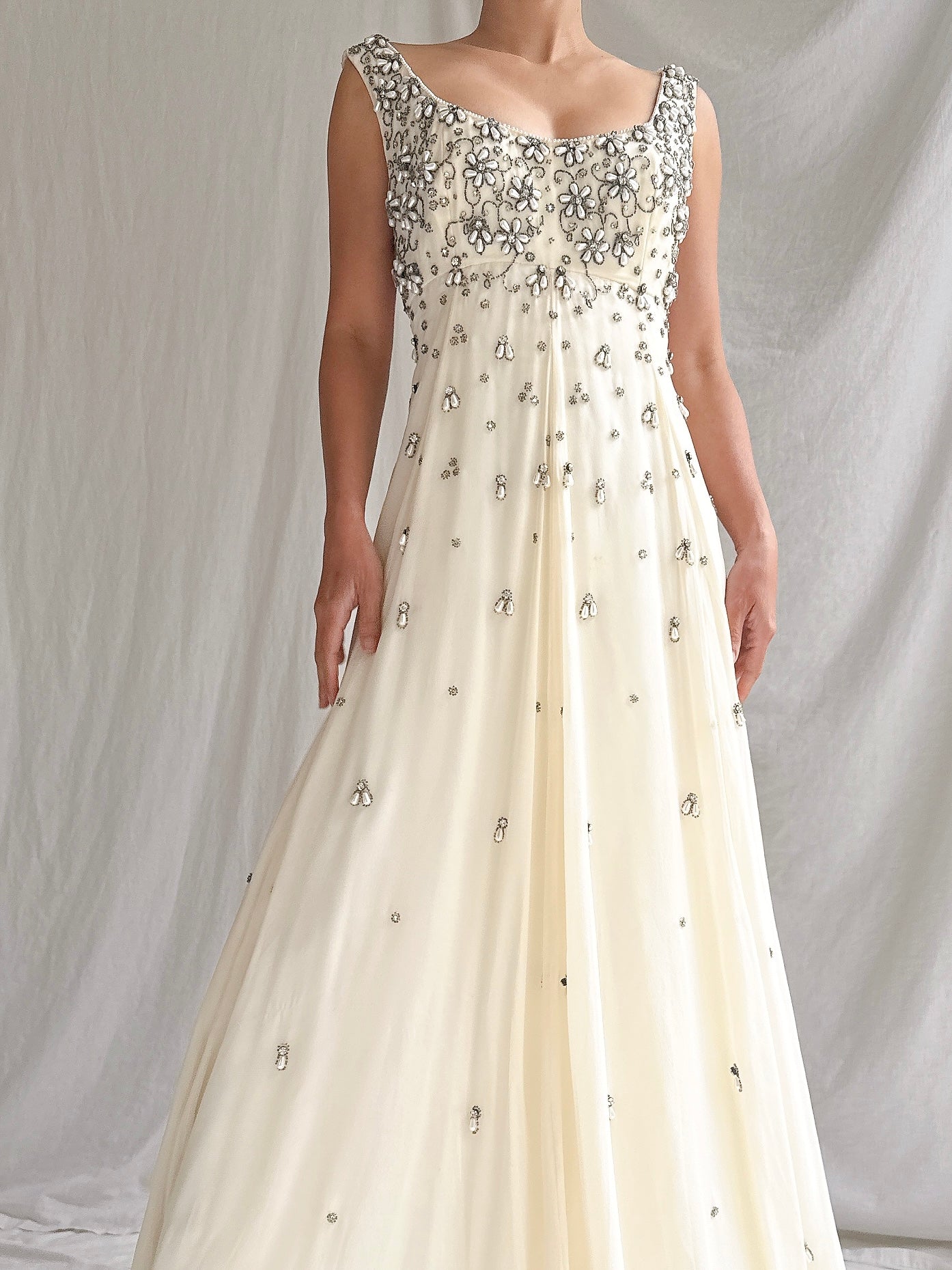1960s Hand-Beaded Pearl Gown - S/M