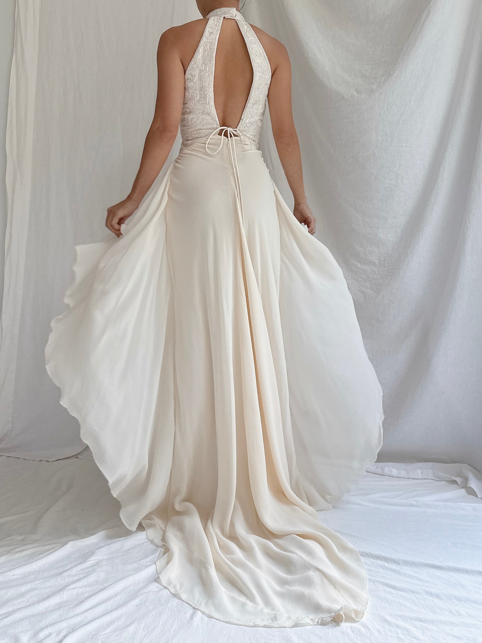 00 Silk Halter Embellished Gown - XS/2/4