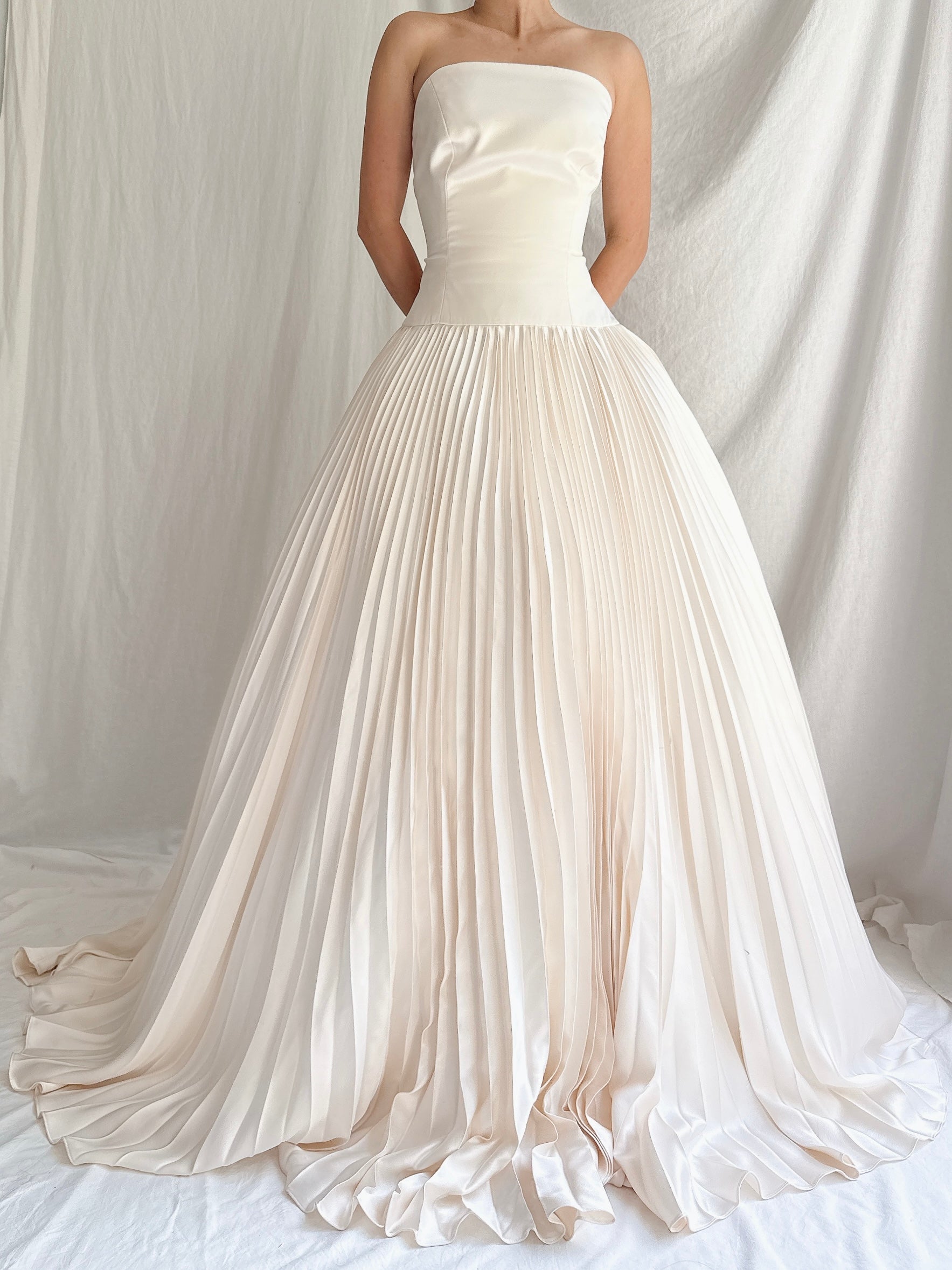 Vintage Lazaro Silk Pleated Gown - M/10