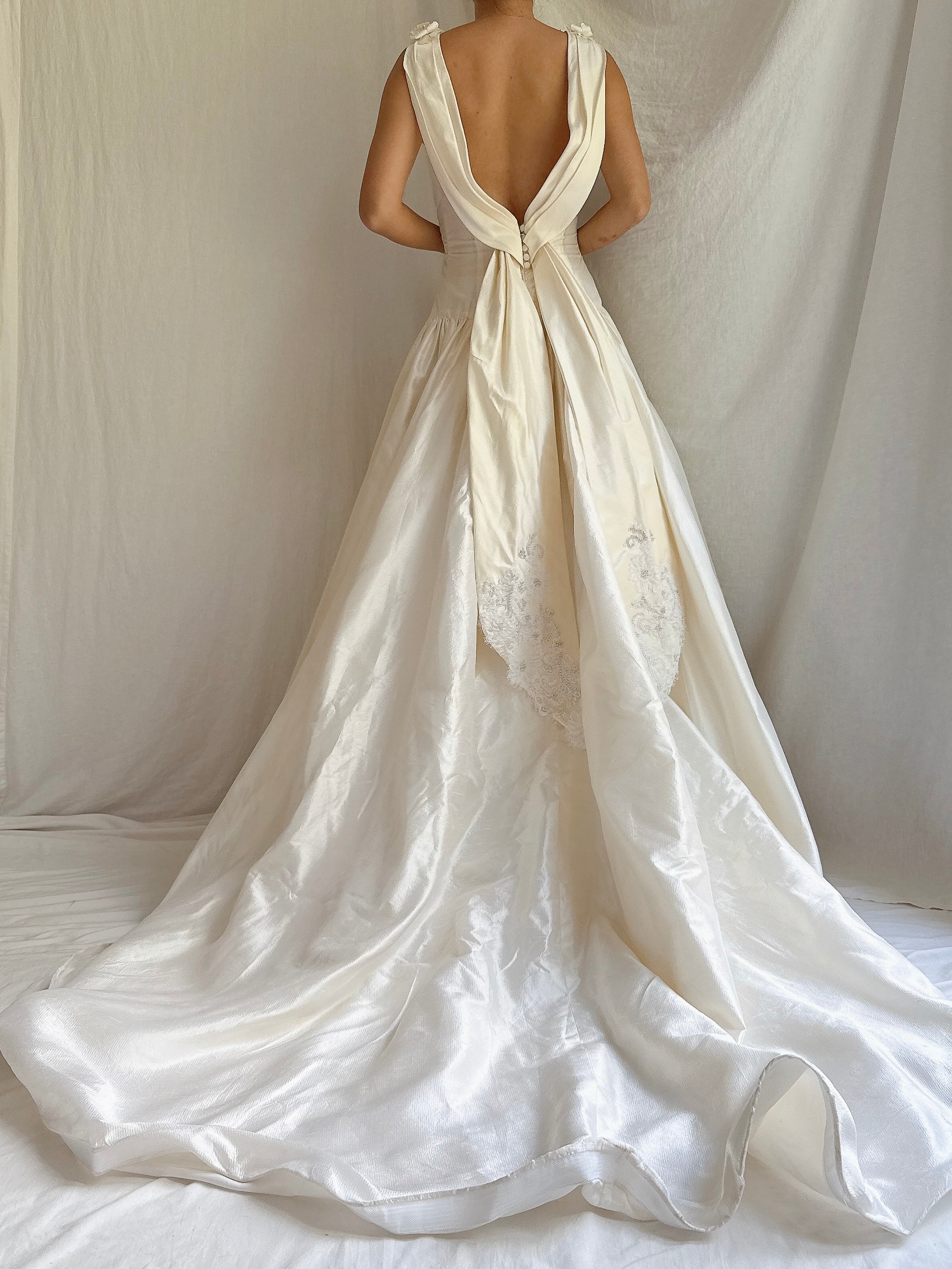 Vintage Silk Boatneck Gown - S/M