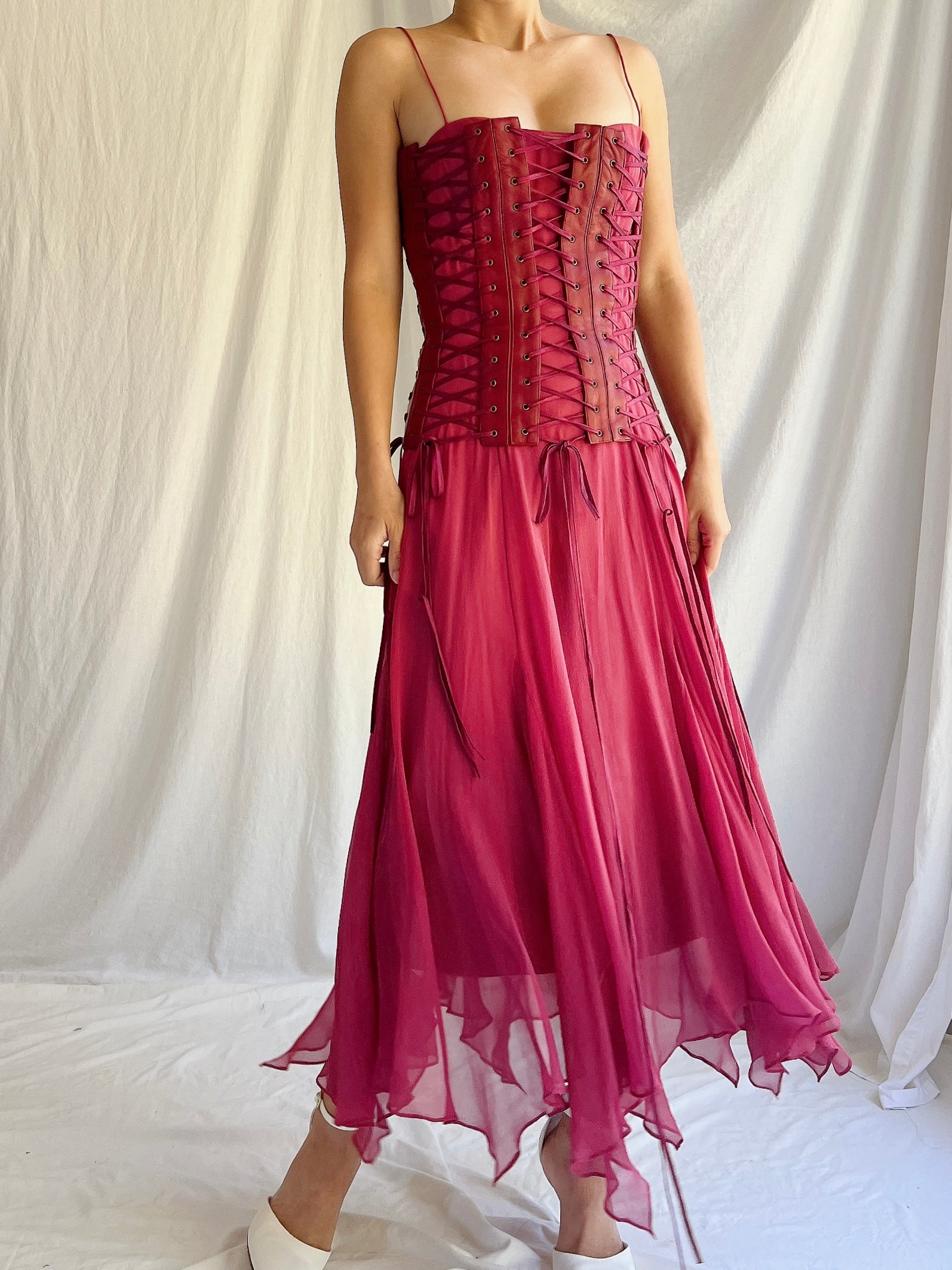 Vintage Silk Corset Dress - XS-S