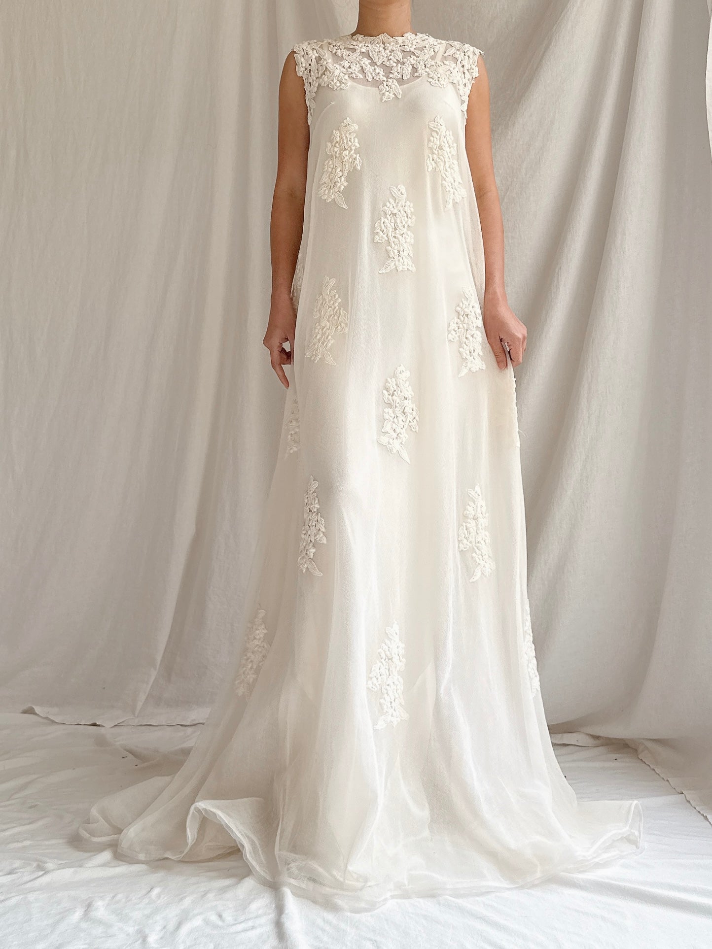 1960s Tulle Embroidered Dress - Size 2/XS