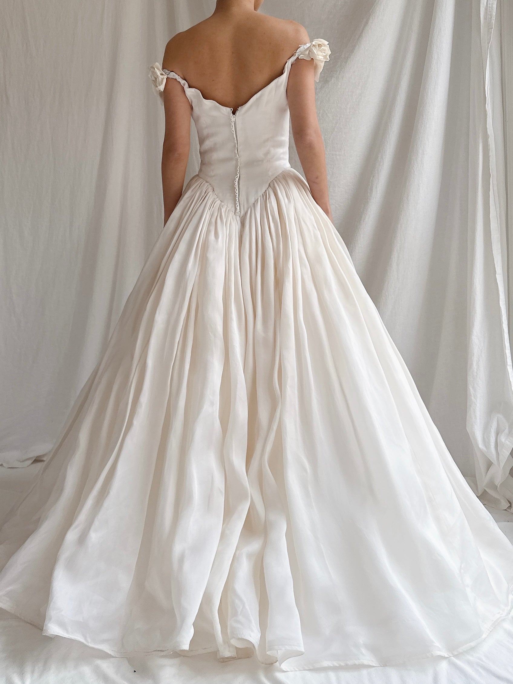 Vintage Silk Organza Off-the-Shoulder Gown - XS/2