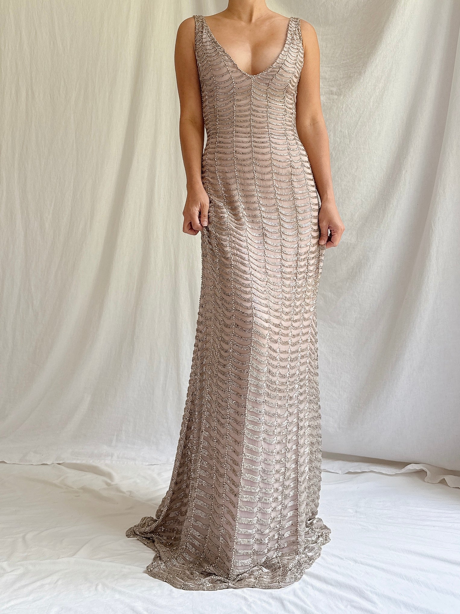 Vintage Naeem Khan Silk Beaded Gown - M/6/8