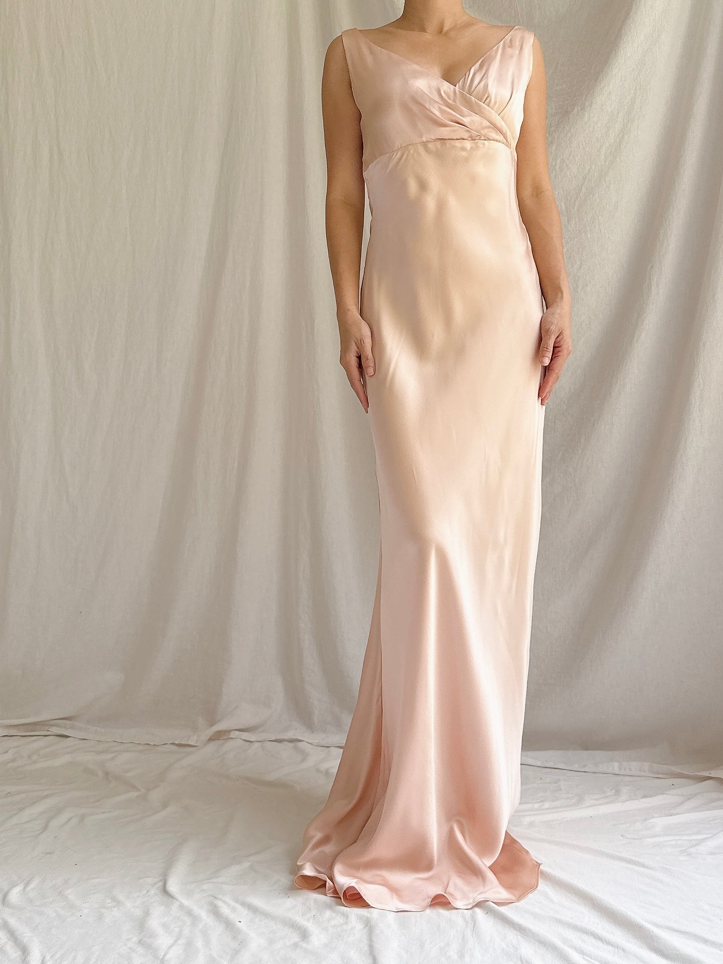 Vintage Pink Silk Slip Dress - S