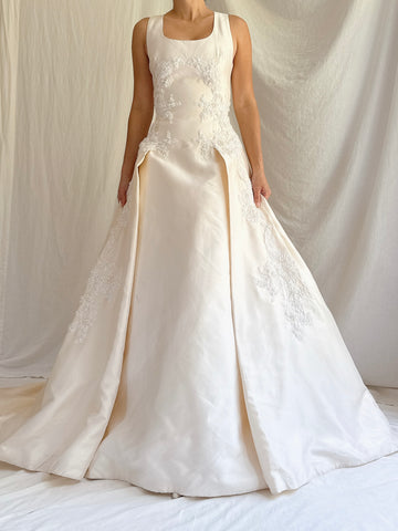Vintage Silk and Lace Gown - M