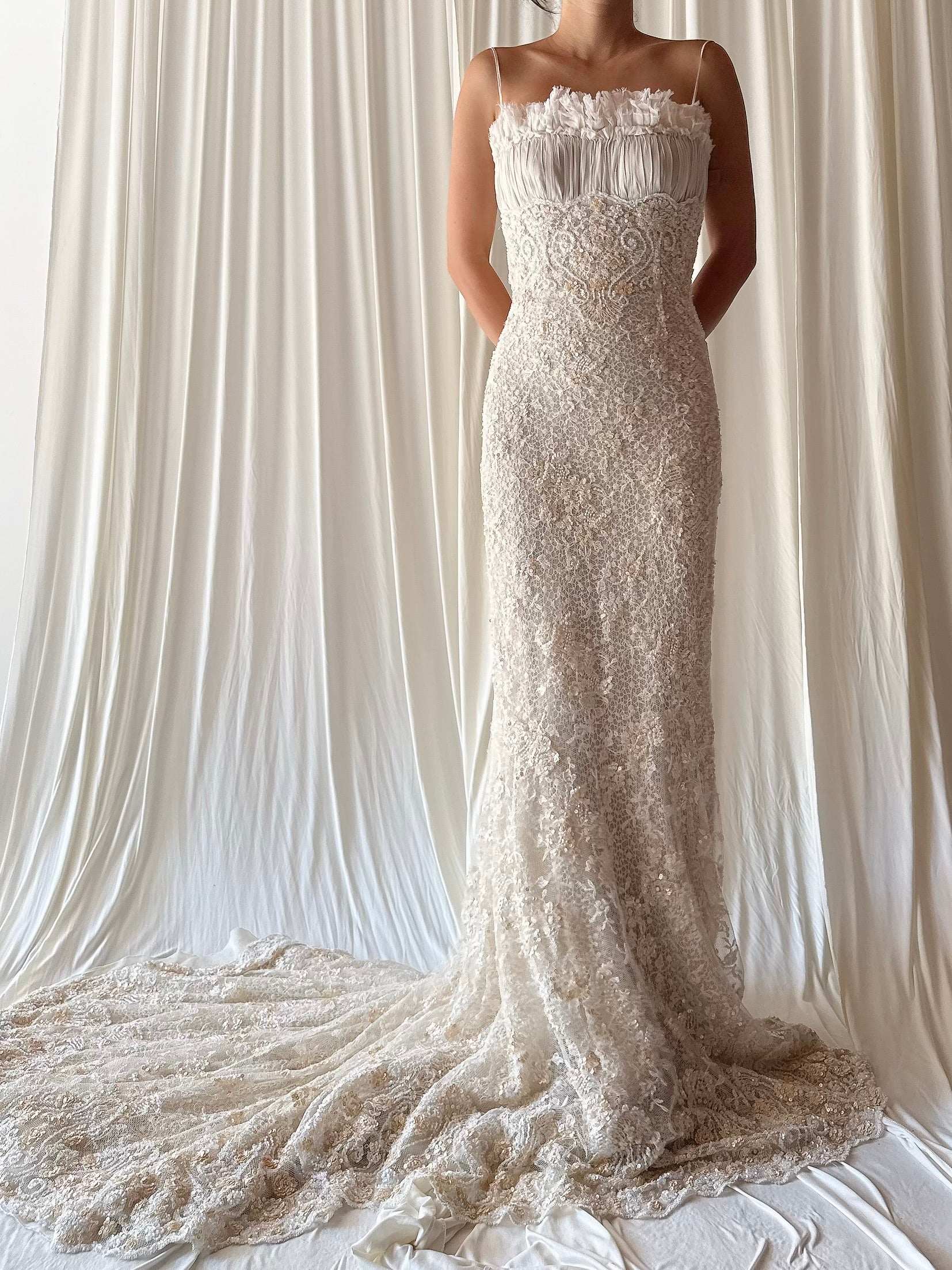 Vintage Manuel Mota Lace Beaded Dress - XS/2