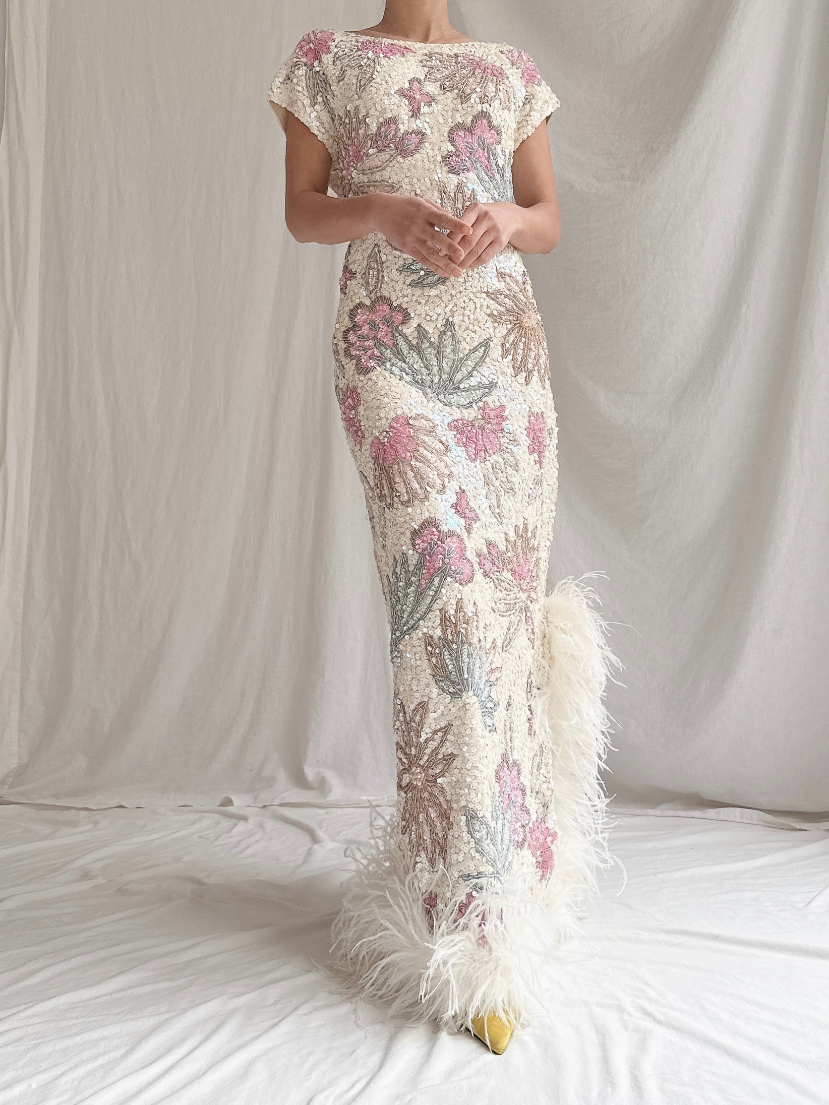 1960s Wool Beaded Gown - M