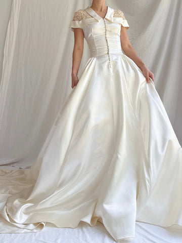 1950s Satin Button Gown - S