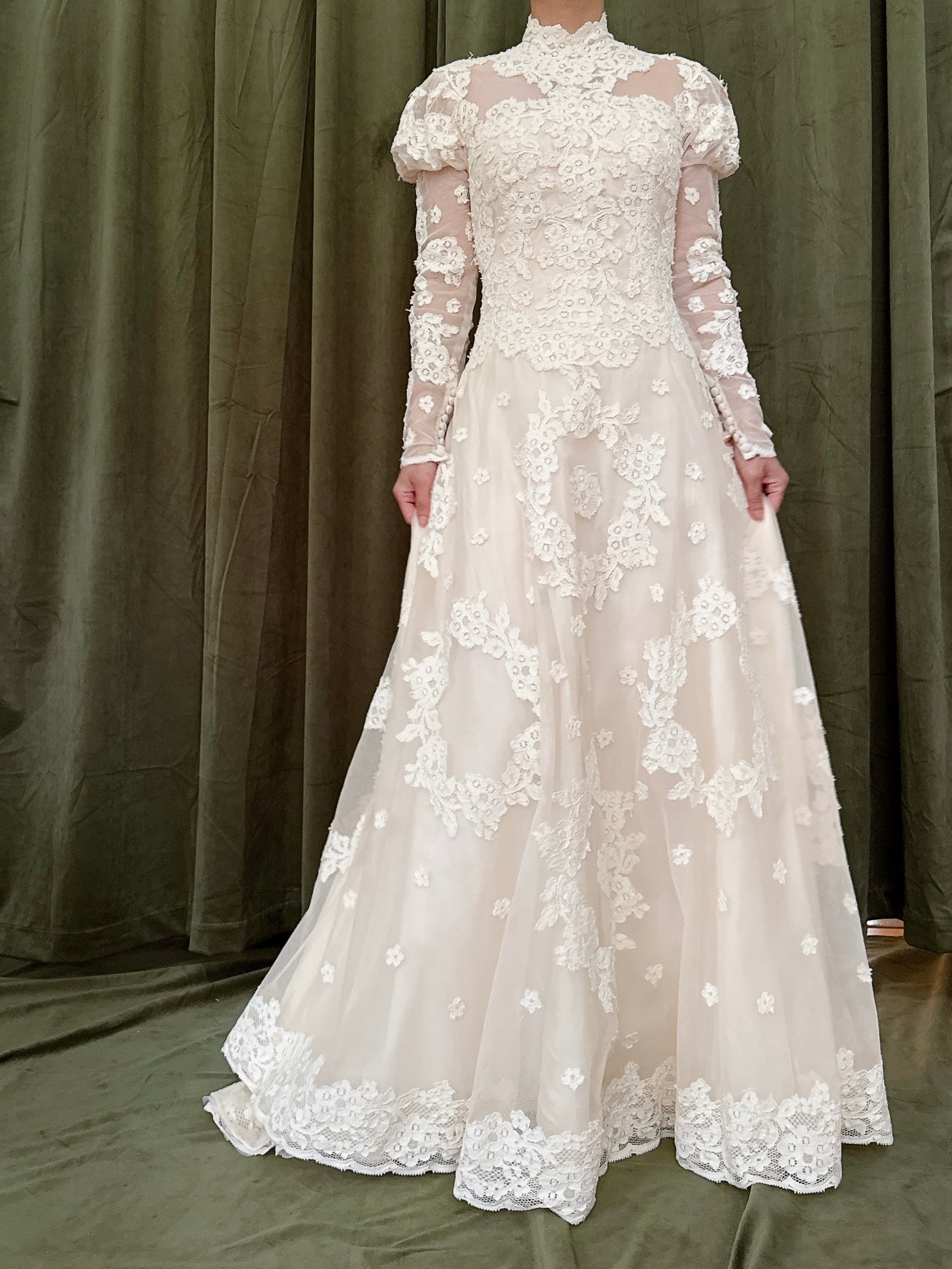 1960s Long Sleeve Lace Dress - XS