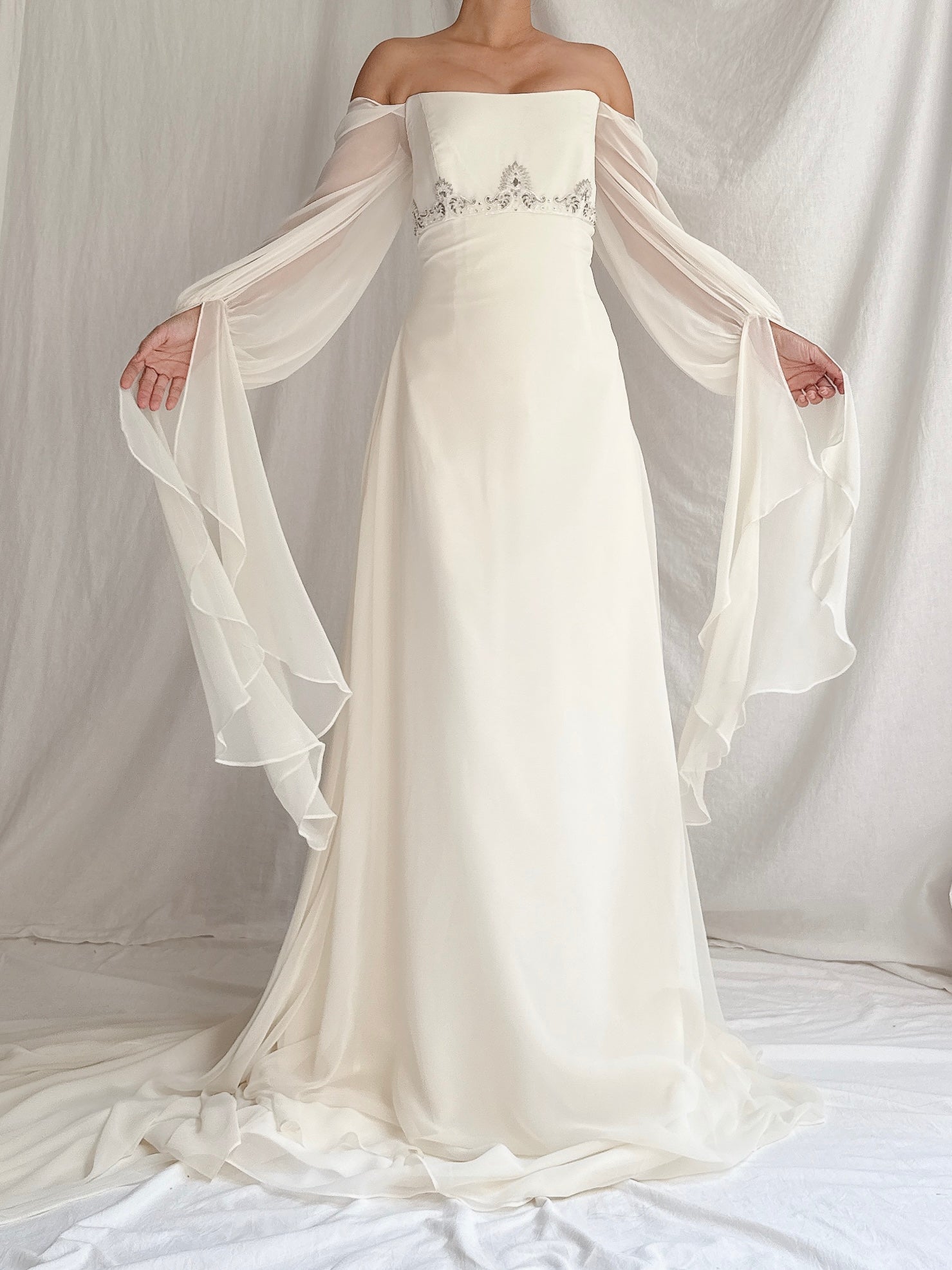 Vintage Jim Hjelm Chiffon Poet Sleeve Gown - S/M 4/6