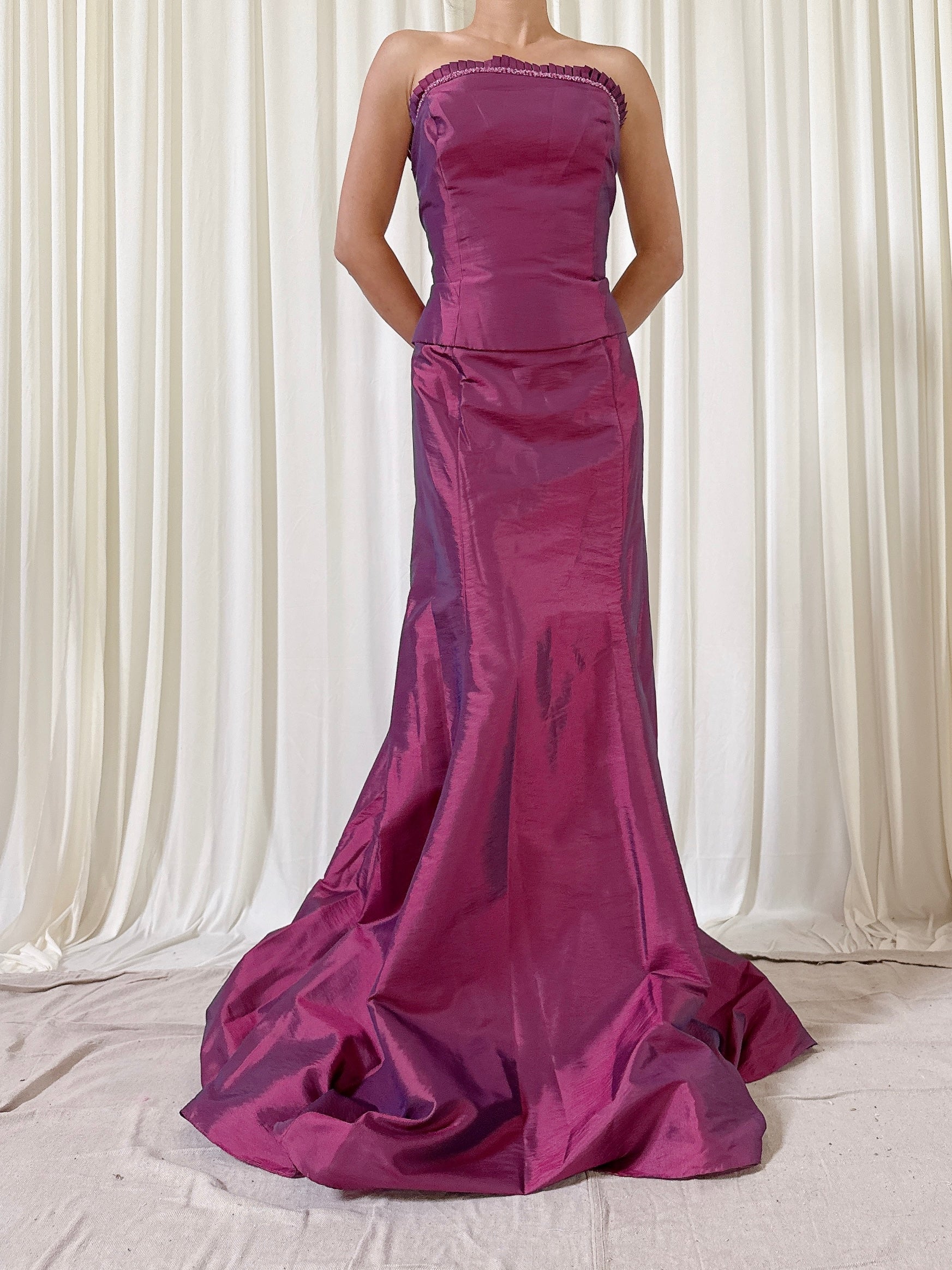 Vintage Alliage Aubergine Silk Tafetta Dress - L/10