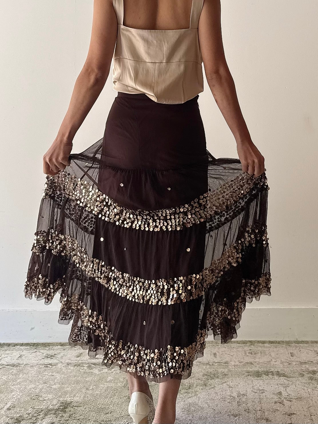 Vintage Sequin Tulle Skirt