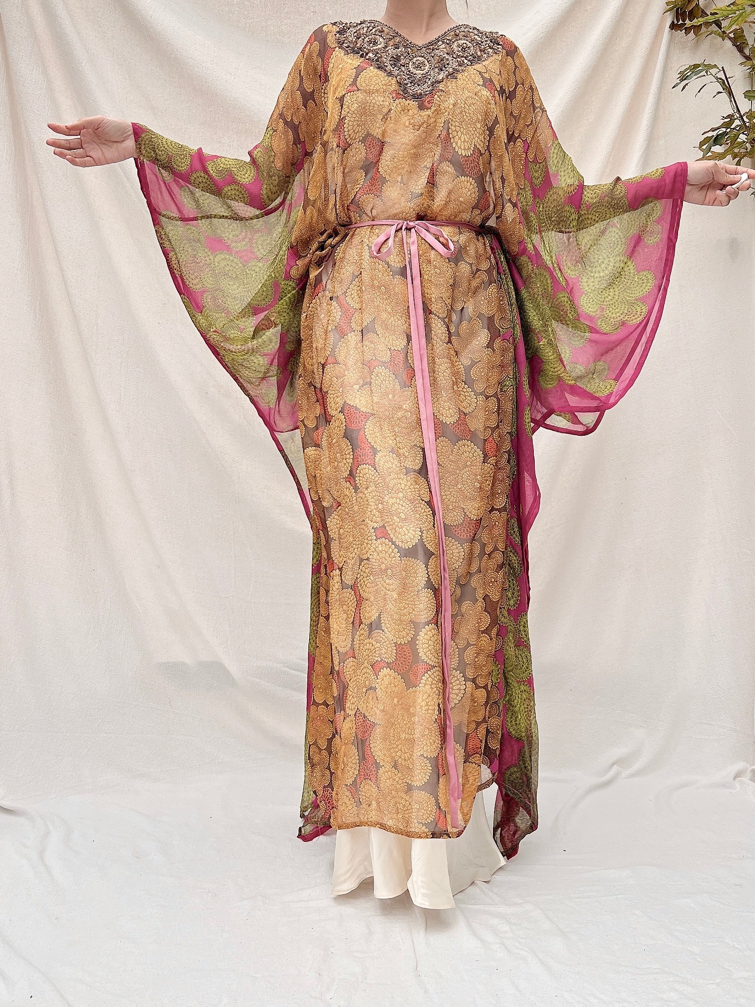 Vintage Silk Abstract Kaftan -OSFA