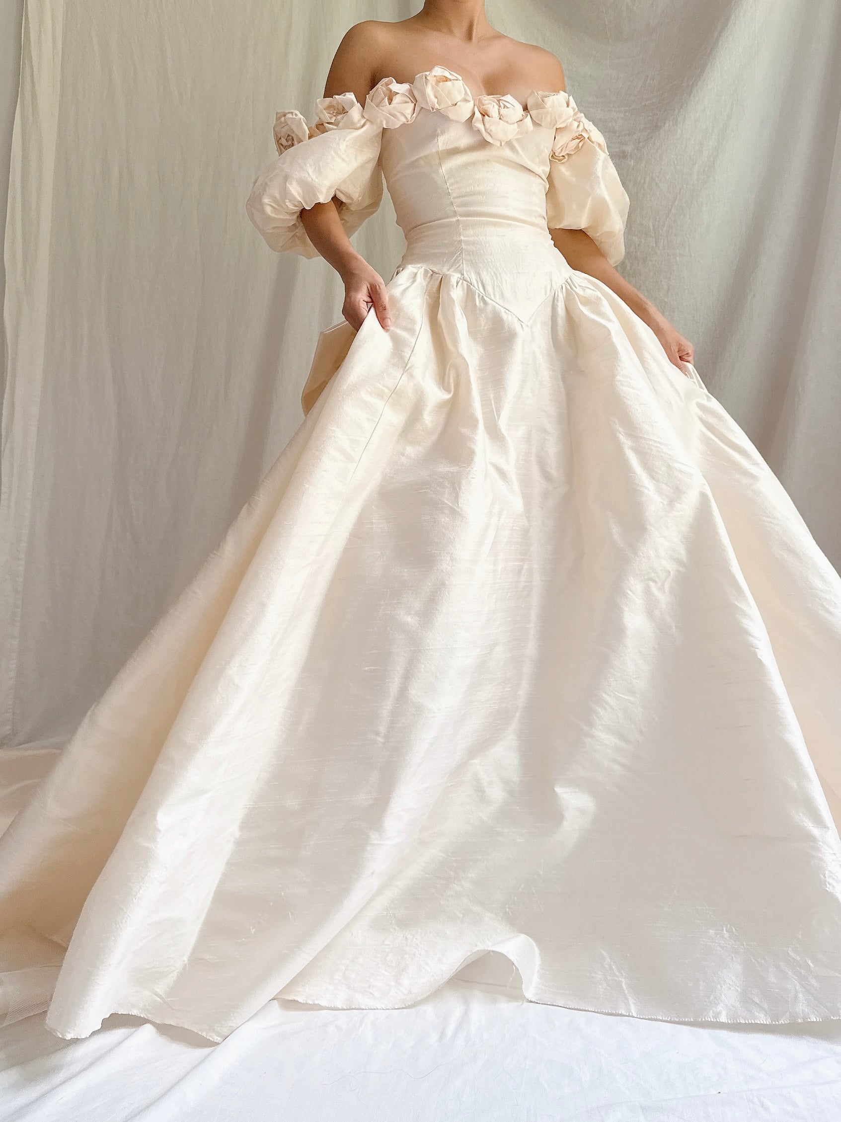Vintage Silk Rosette Gown - XS