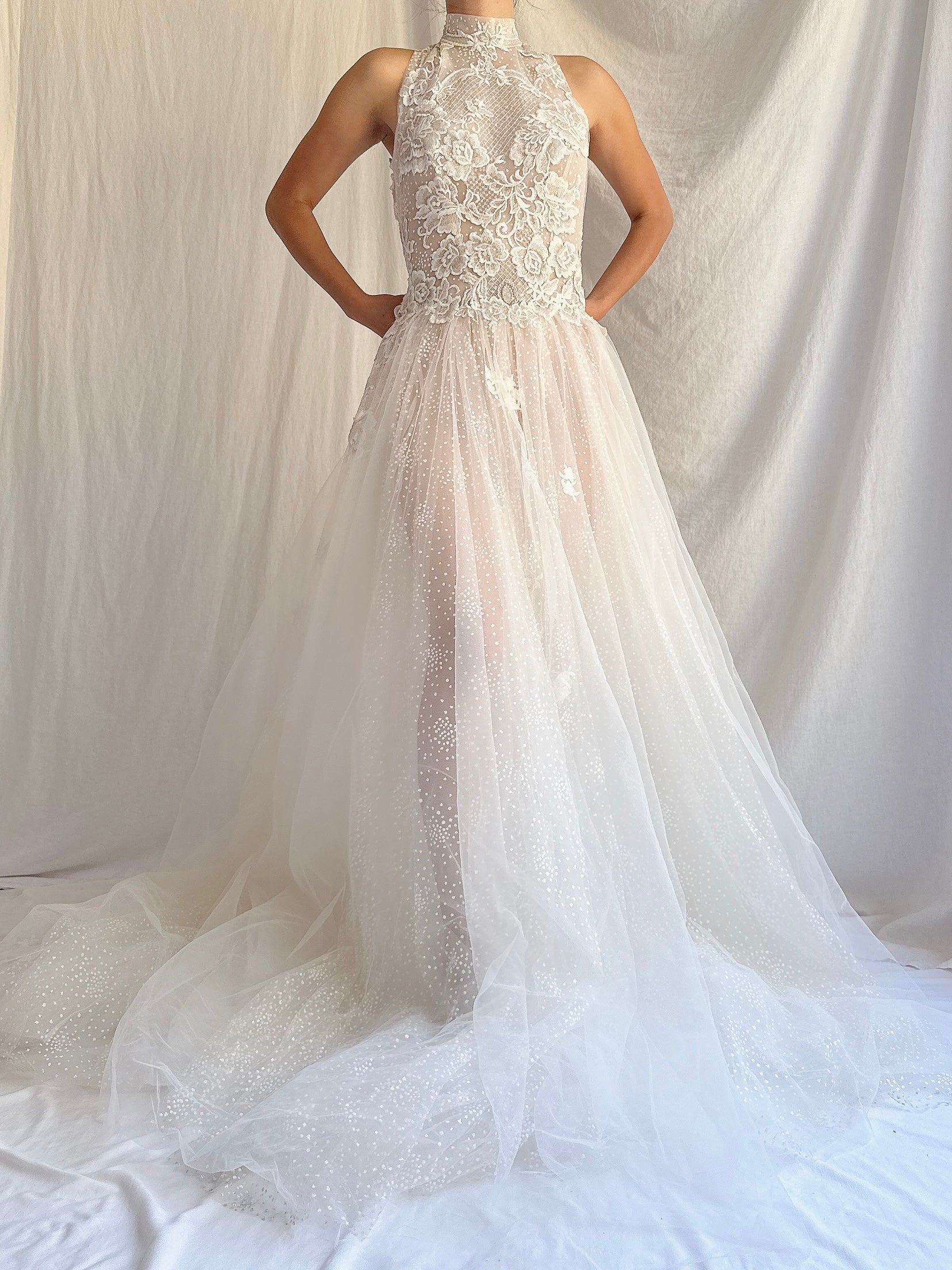 00 Sheer Halter Dress - S