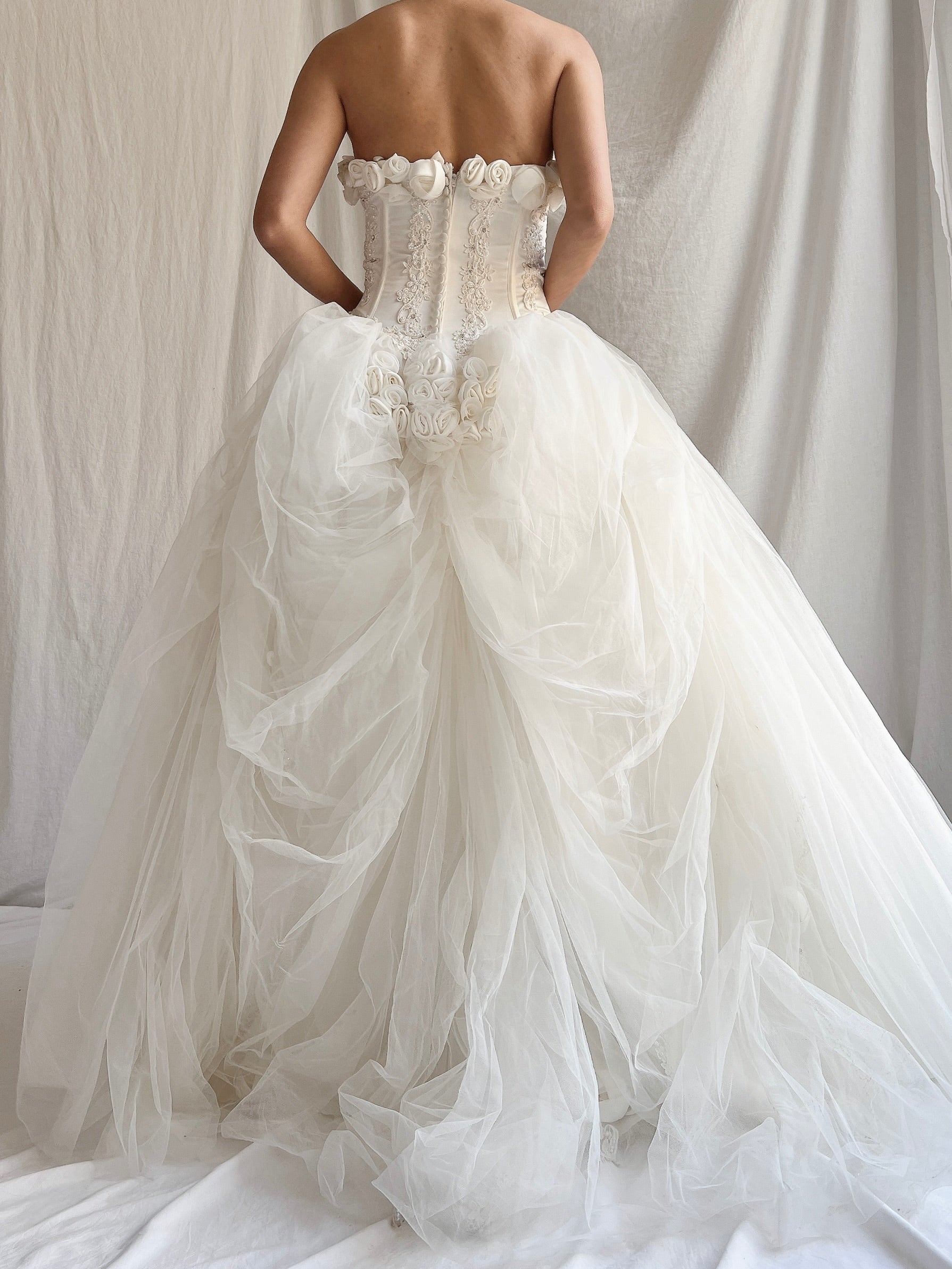 Vintage Strapless Tulle Gown - S