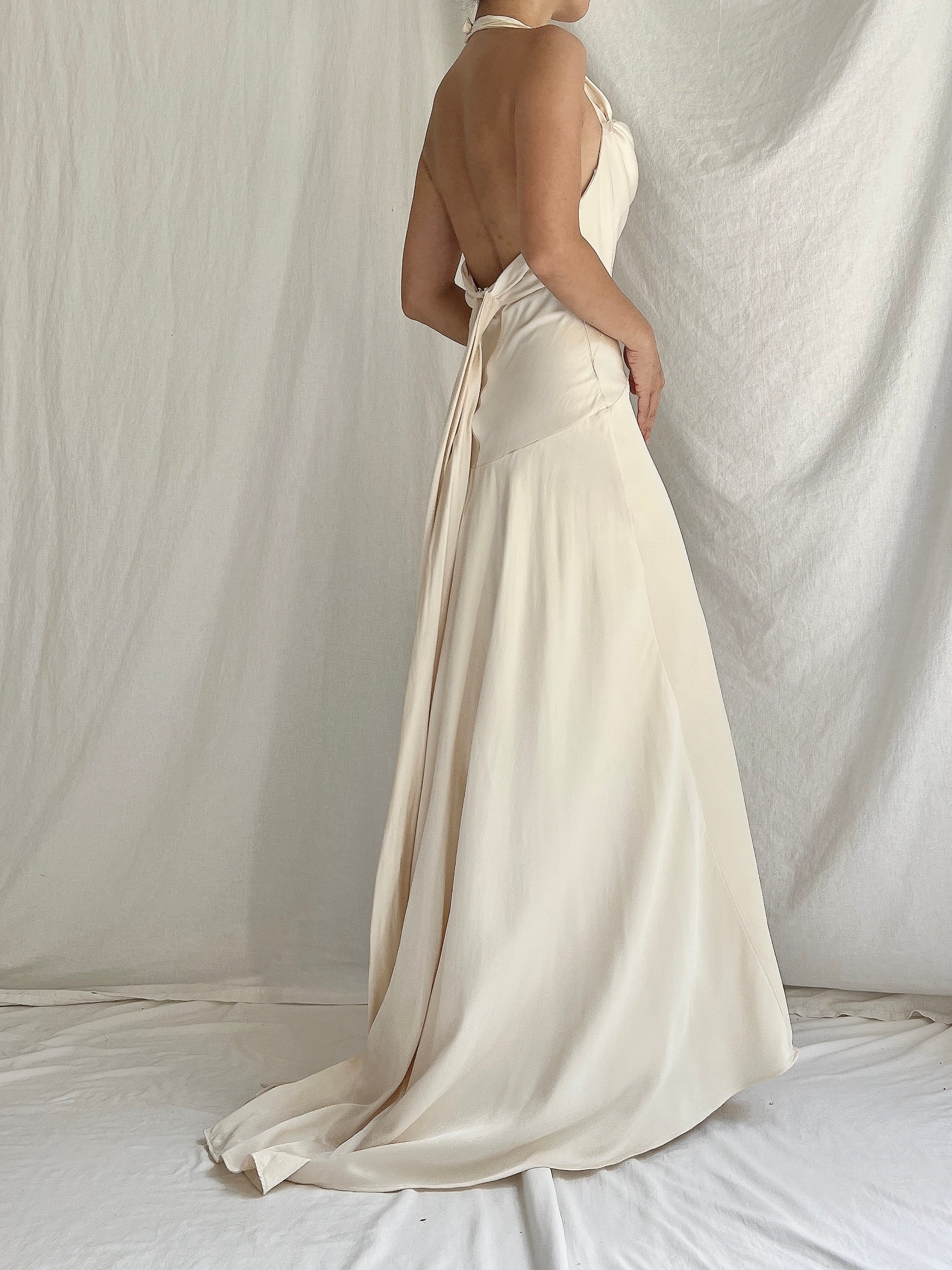 Vintage Double Layered Ivory Silk Gown - XS/2