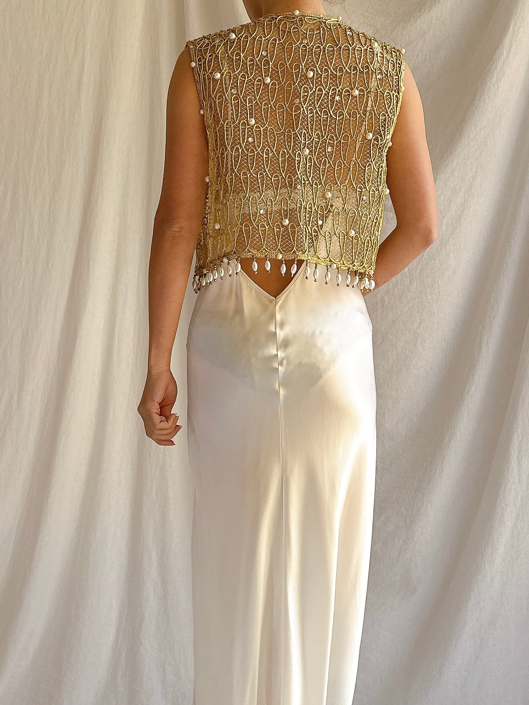 1960s Gold Beaded Top - S