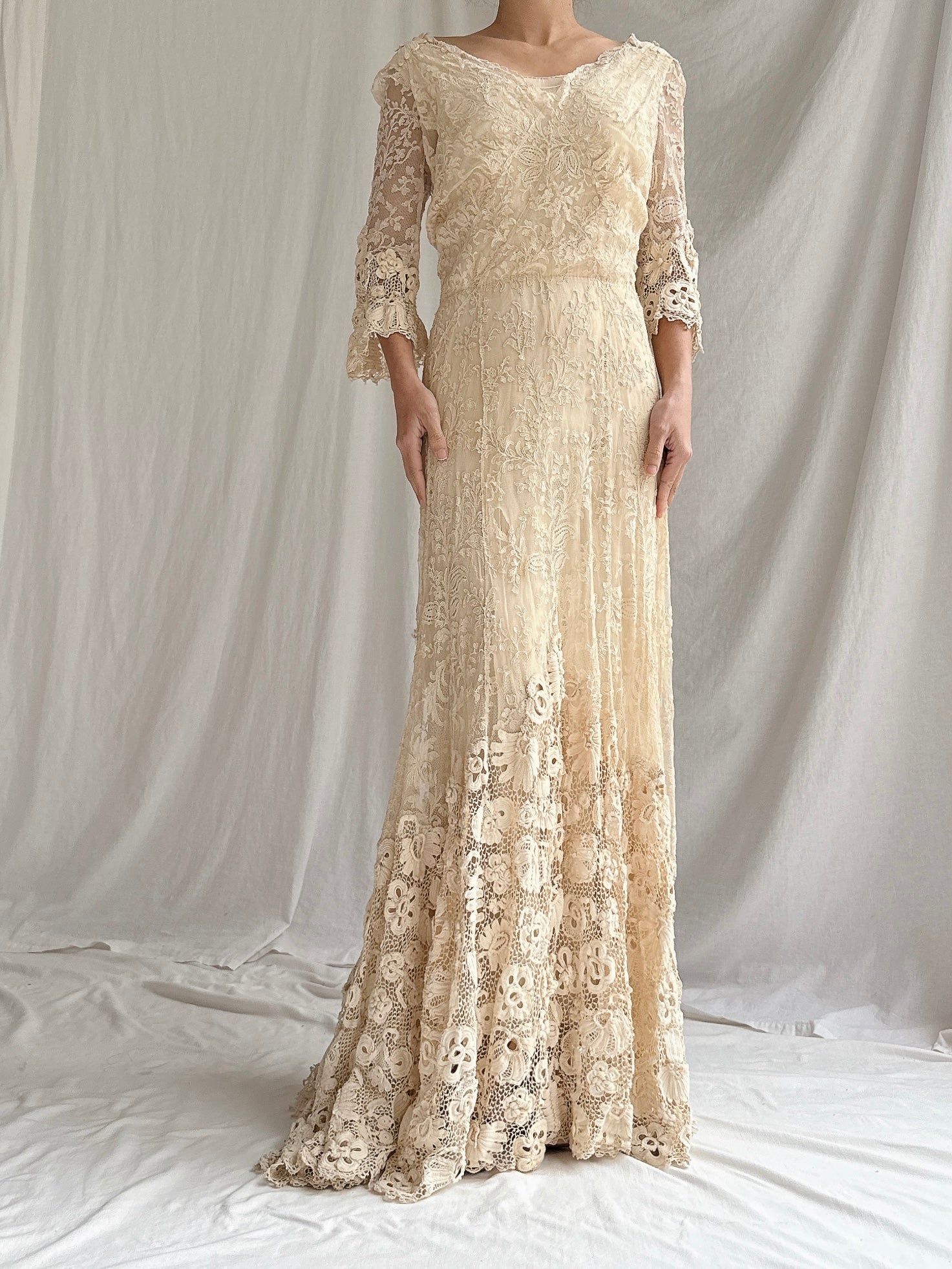 Antique French and Irish Lace Gown - XS