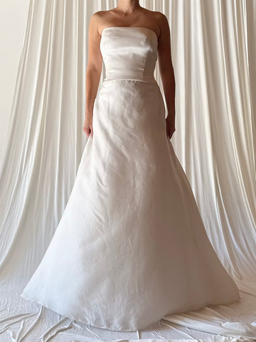 1990s Silk Organza Strapless Gown - US 4