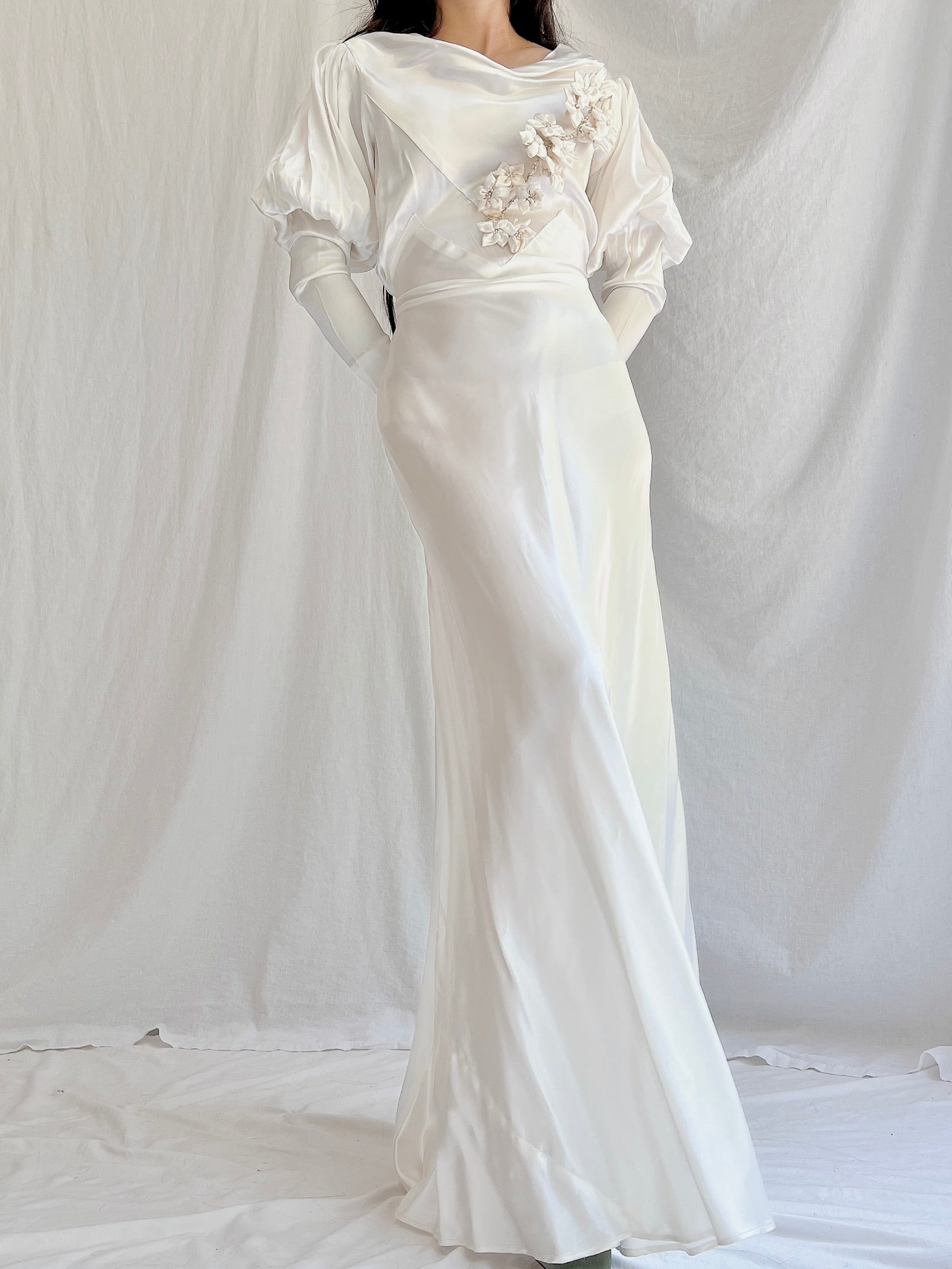 1930s Candelight Satin Gown - S