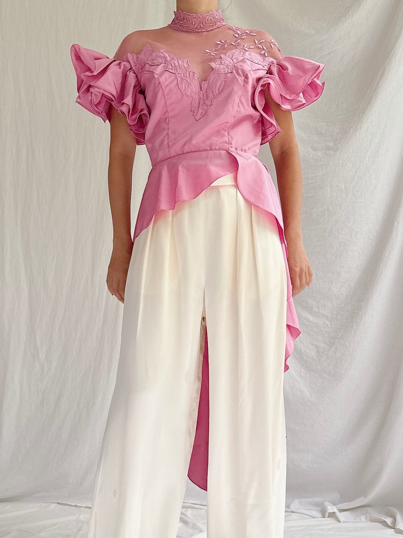 Vintage Pink High Neck Top - S